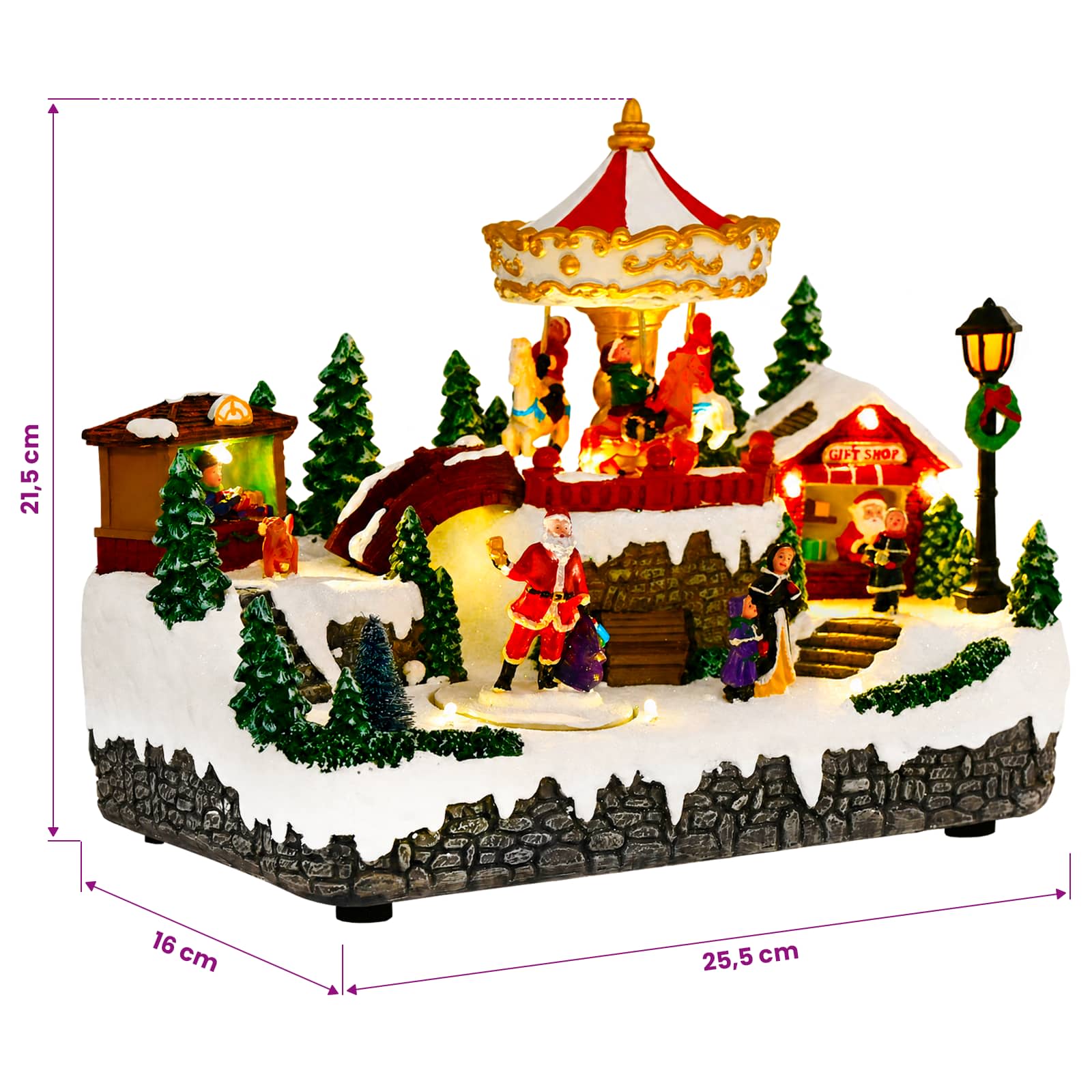 Božična vasica z vrtiljakom SALO 25,5 x 16 x 21,5 cm Smola
