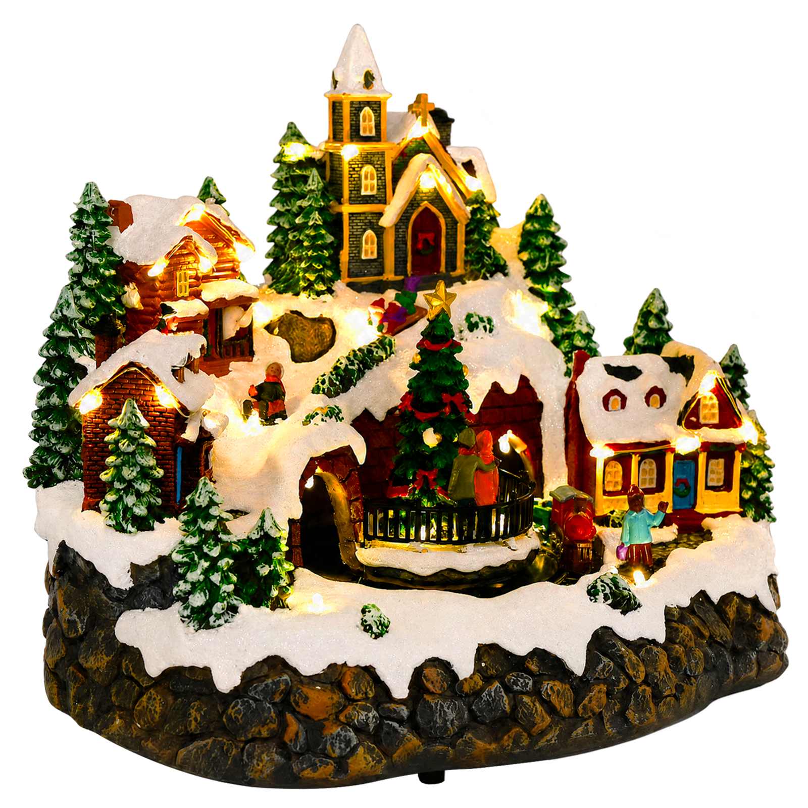 Božična vas z vlakom SALO 25,5 x 20 x 23 cm Smola večbarvno