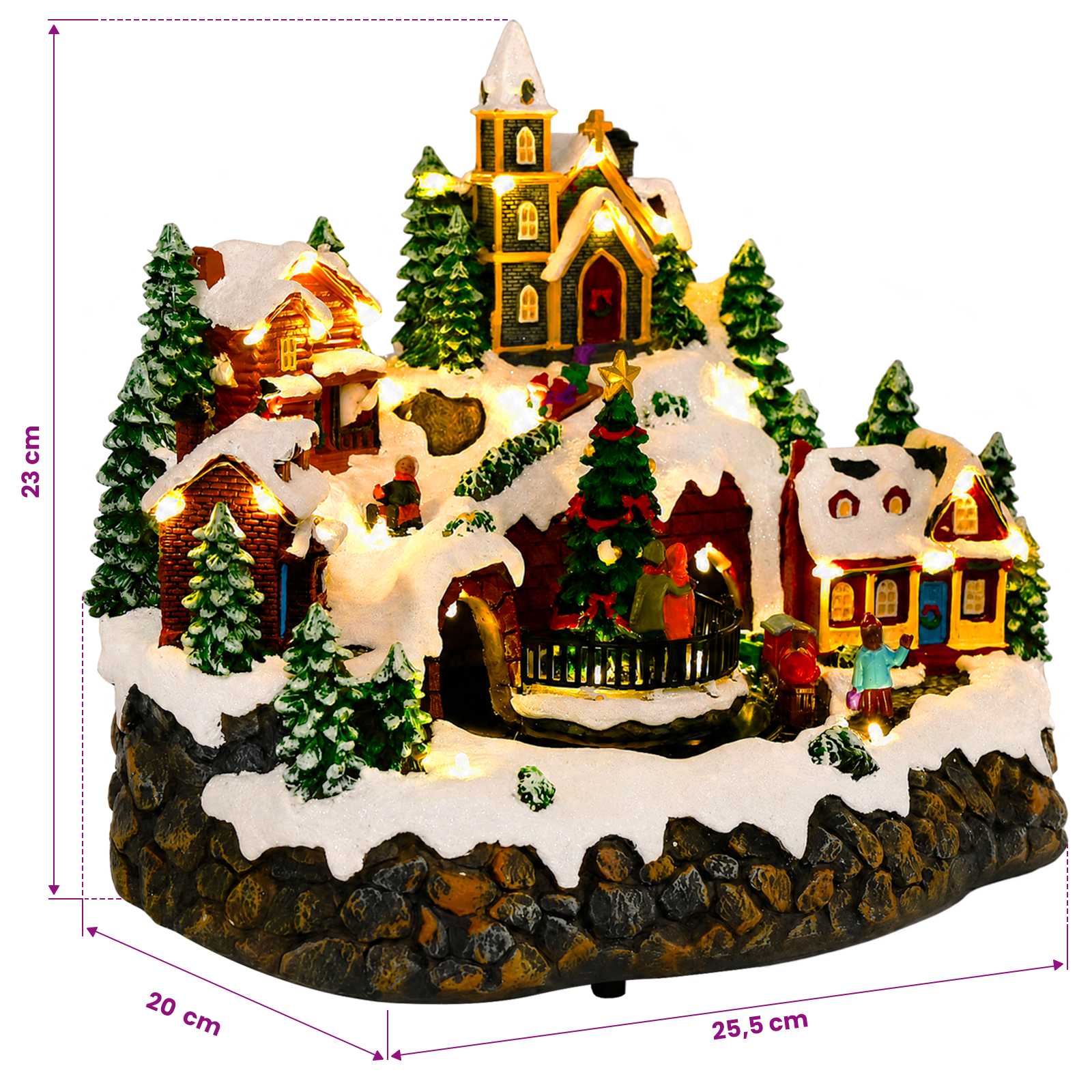 Christmas Village Scene with Train SALO size guide