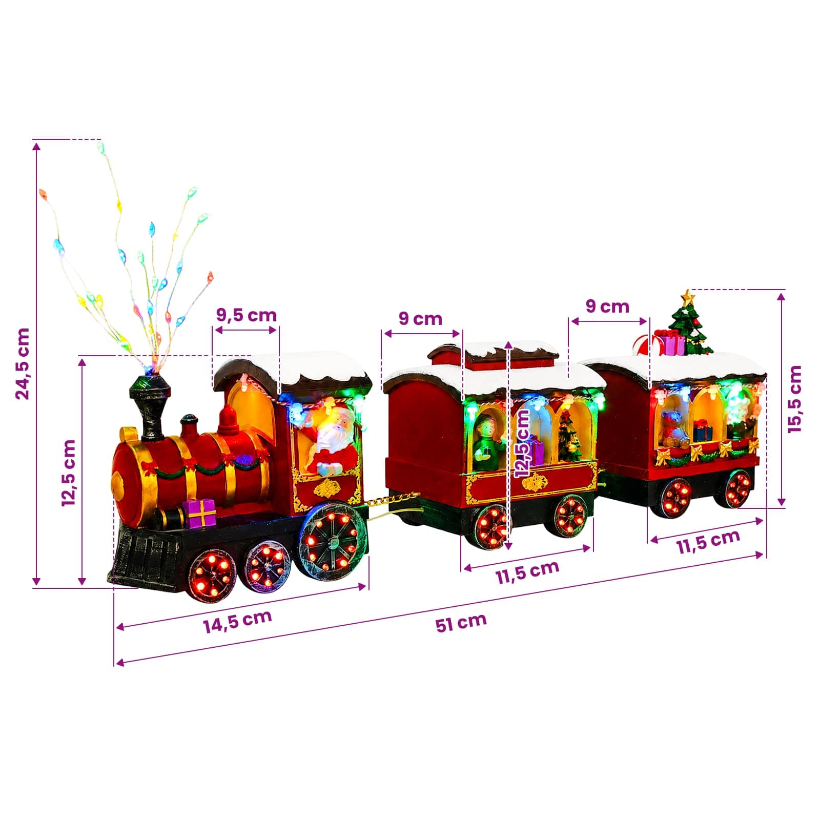 Božični vlak SALO 51 x 9,5 x 24,5 cm Resin Multicolour