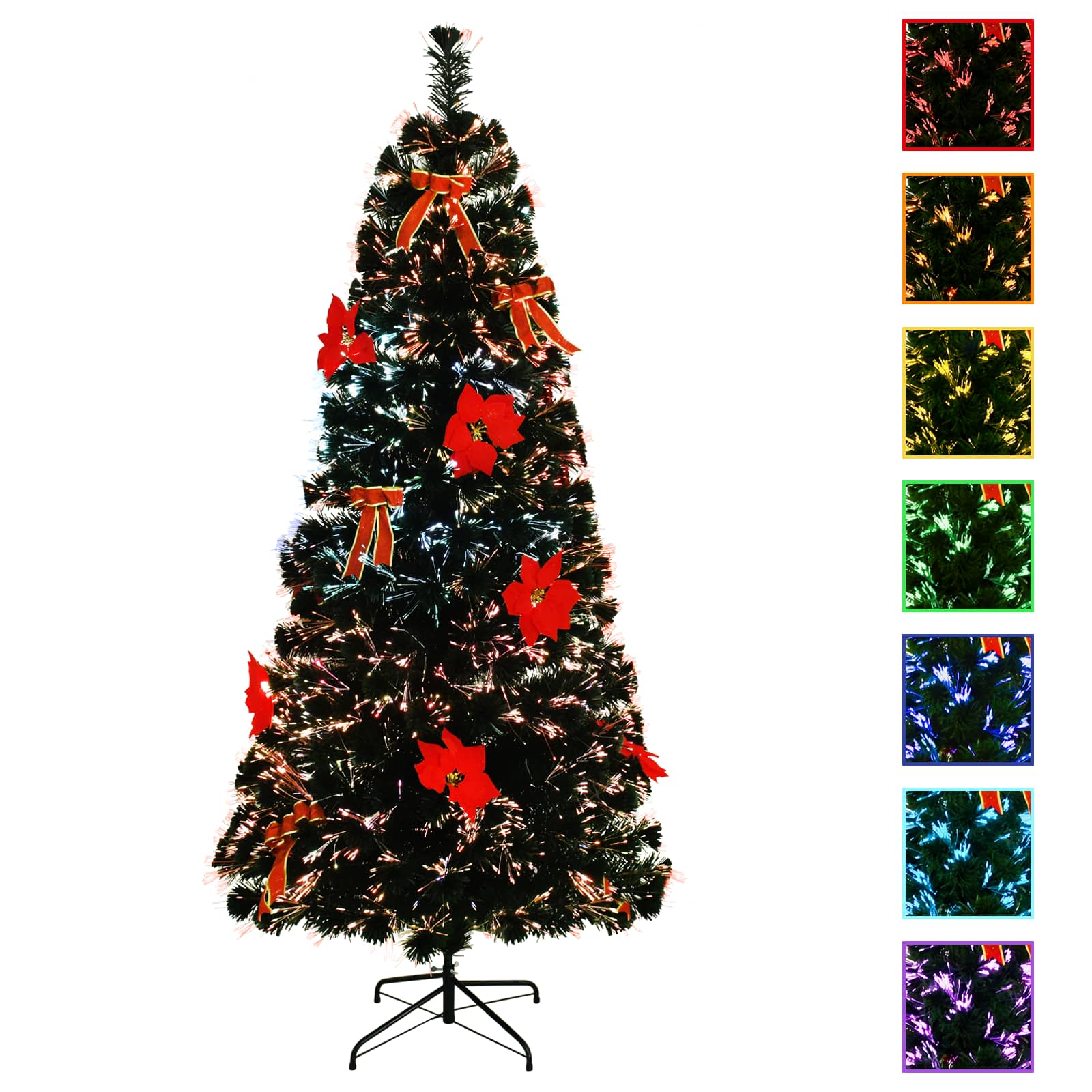 Božično drevo s svetlobnimi vlakni 180 cm 24 LED Večbarvno PVC