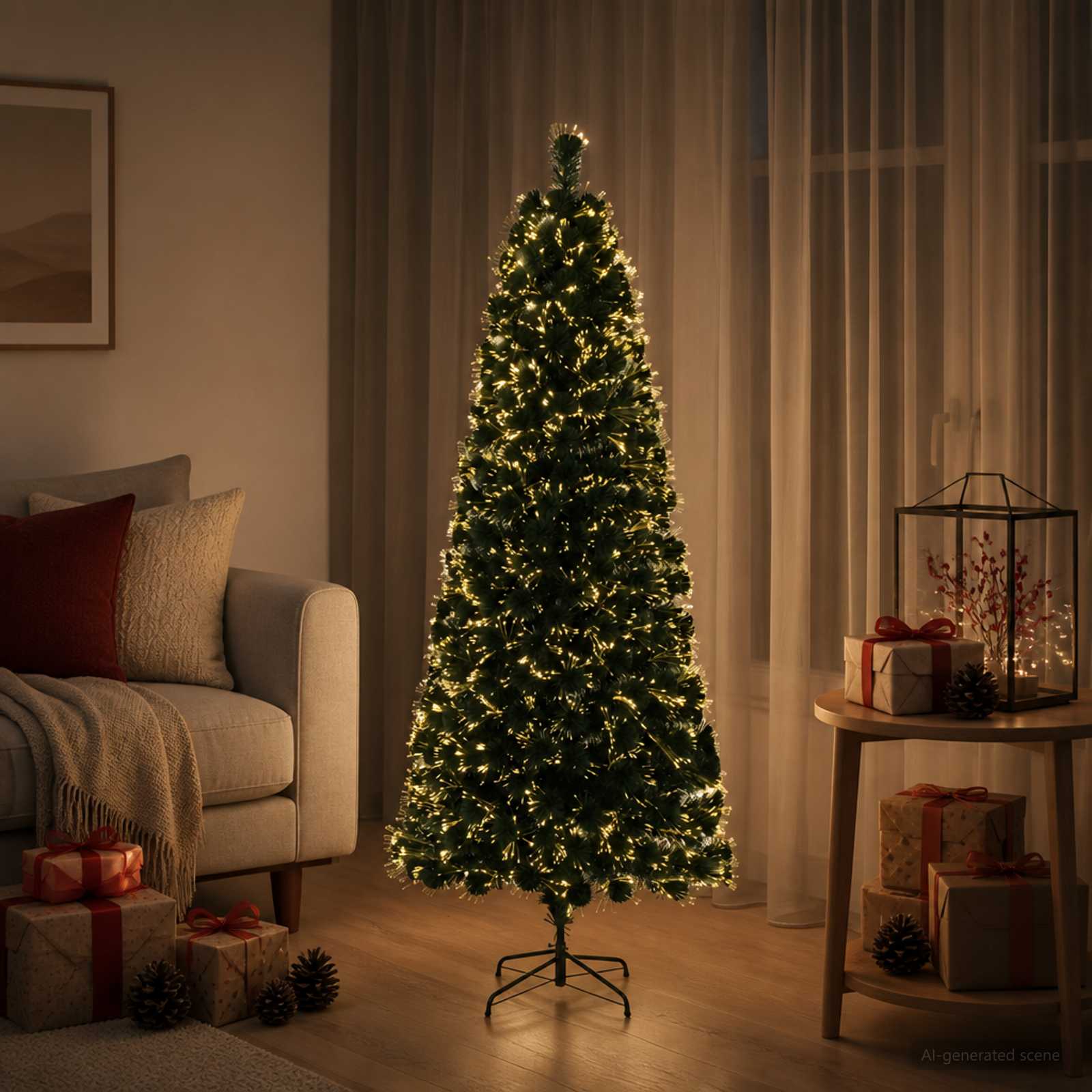 Novoletna jelka z optičnimi vlakni 120 cm 12 LED Toplo bela PVC
