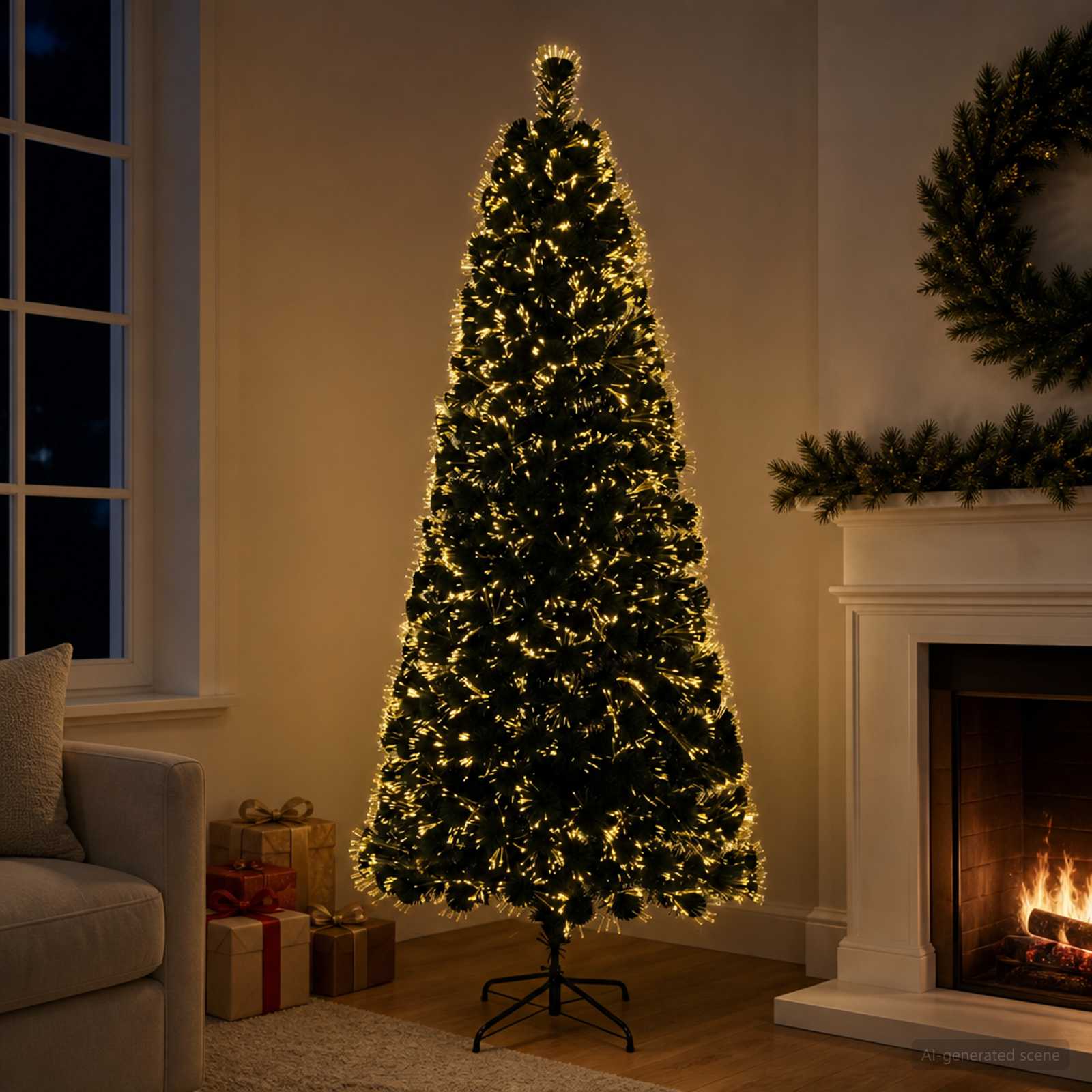 Novoletna jelka z optičnimi vlakni 180 cm 24 LED Toplo bela PVC
