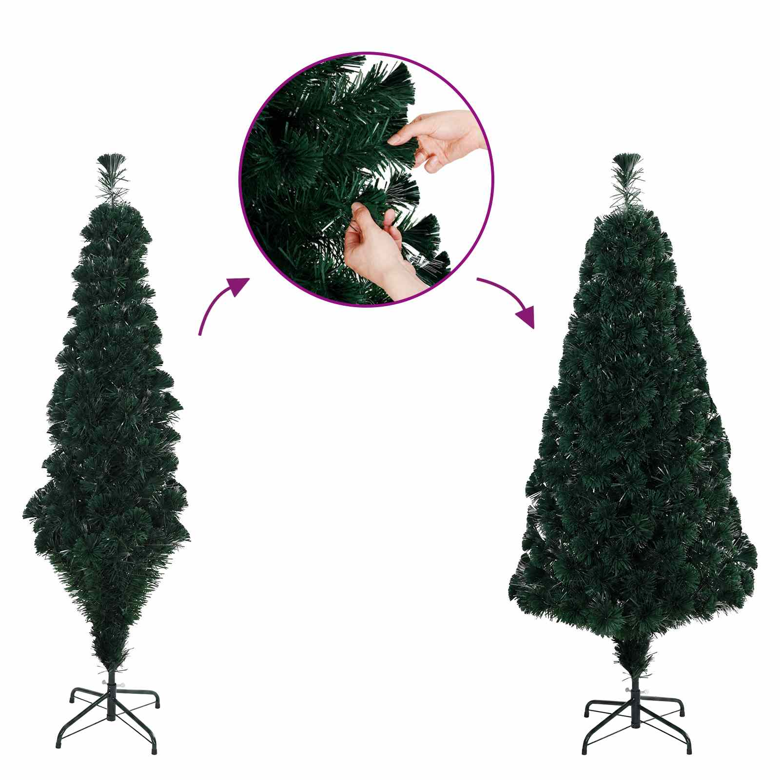Novoletna jelka z optičnimi vlakni 180 cm 24 LED Toplo bela PVC