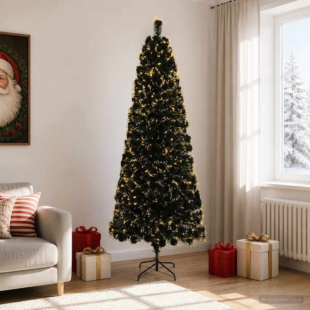Fiberoptisk juletræ 24 LED'er Varm hvid PVC Grøn
