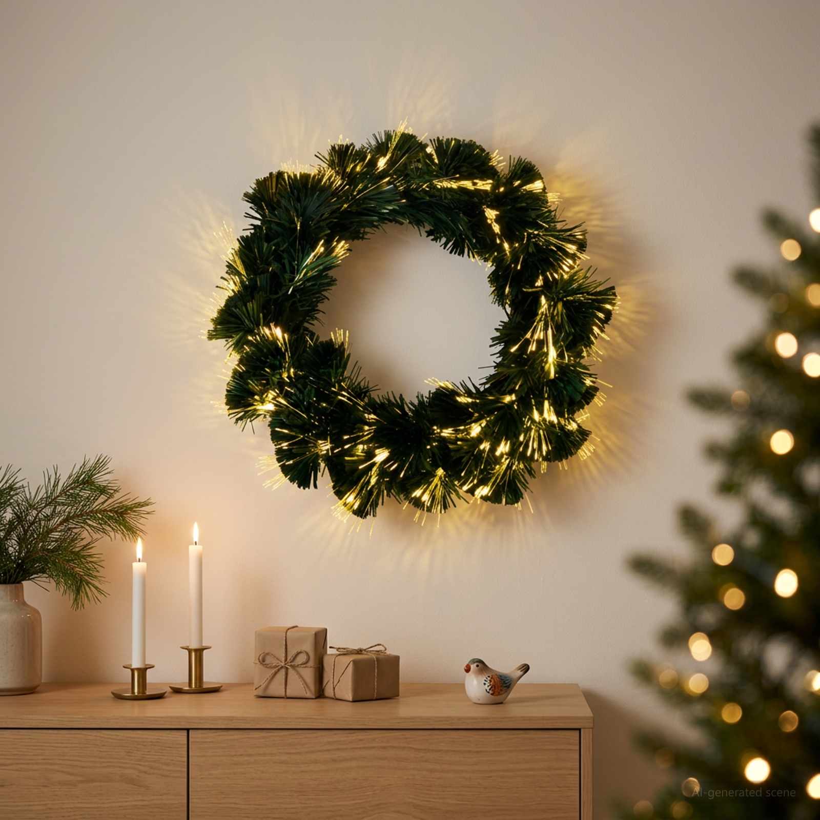 vidaXL Julekrans 24 LED-lys Varmhvit PVC