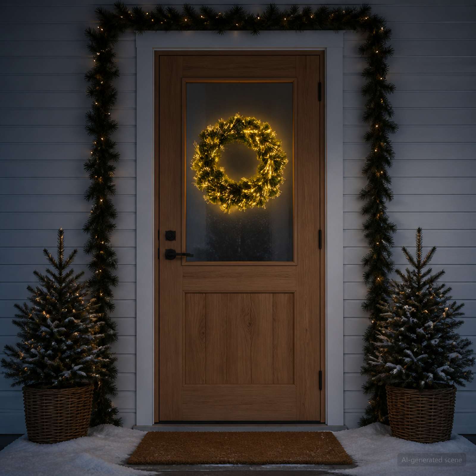 vidaXL Kerstkrans 24 LED's Warmwit PVC groen, foto 2