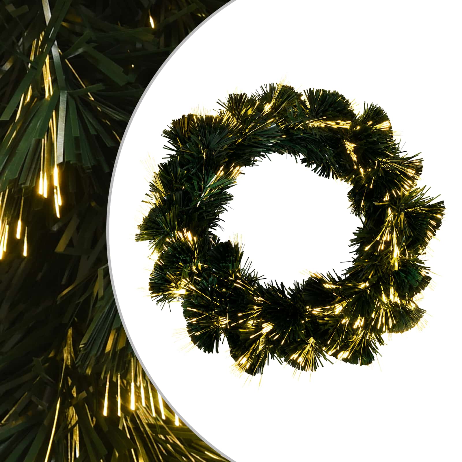 vidaXL Kerstkrans 24 LED's Warmwit PVC groen, foto 3