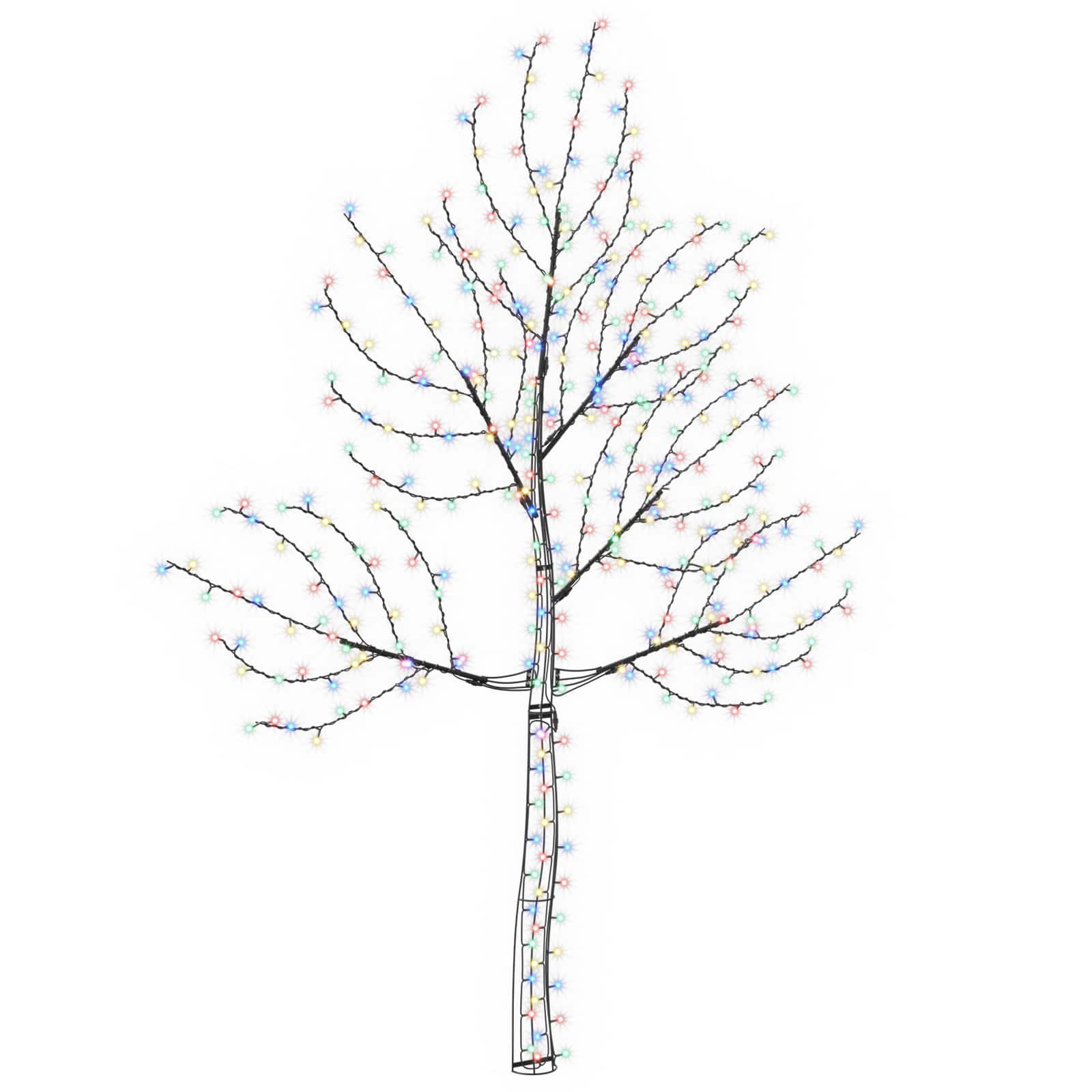 vidaXL LED nástenný vianočný stromček 210 cm 312 LED Viac farieb Oceľ