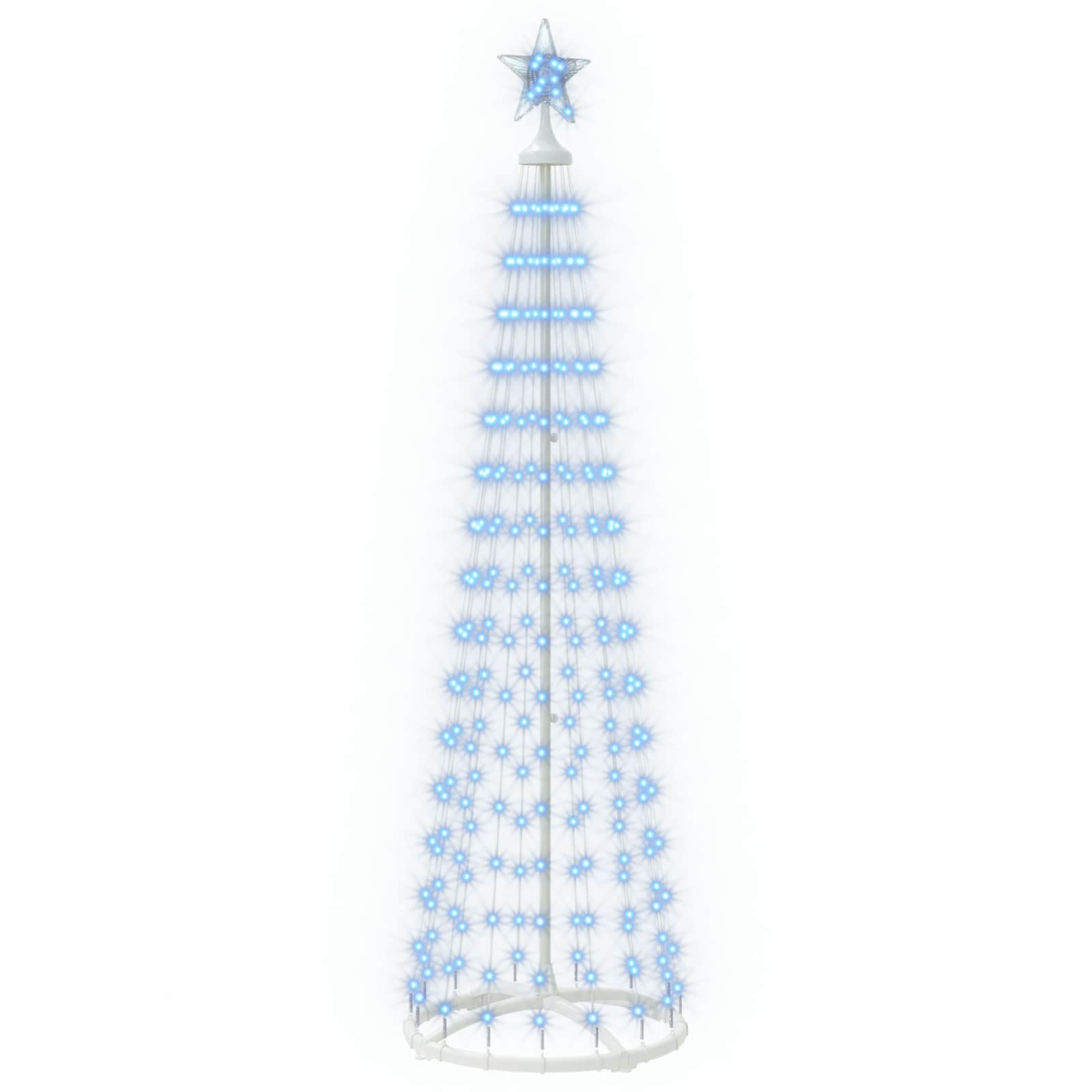 vidaXL LED vianočný stromček v tvare kužeľa 180 cm 250 LED Modrá Oceľ