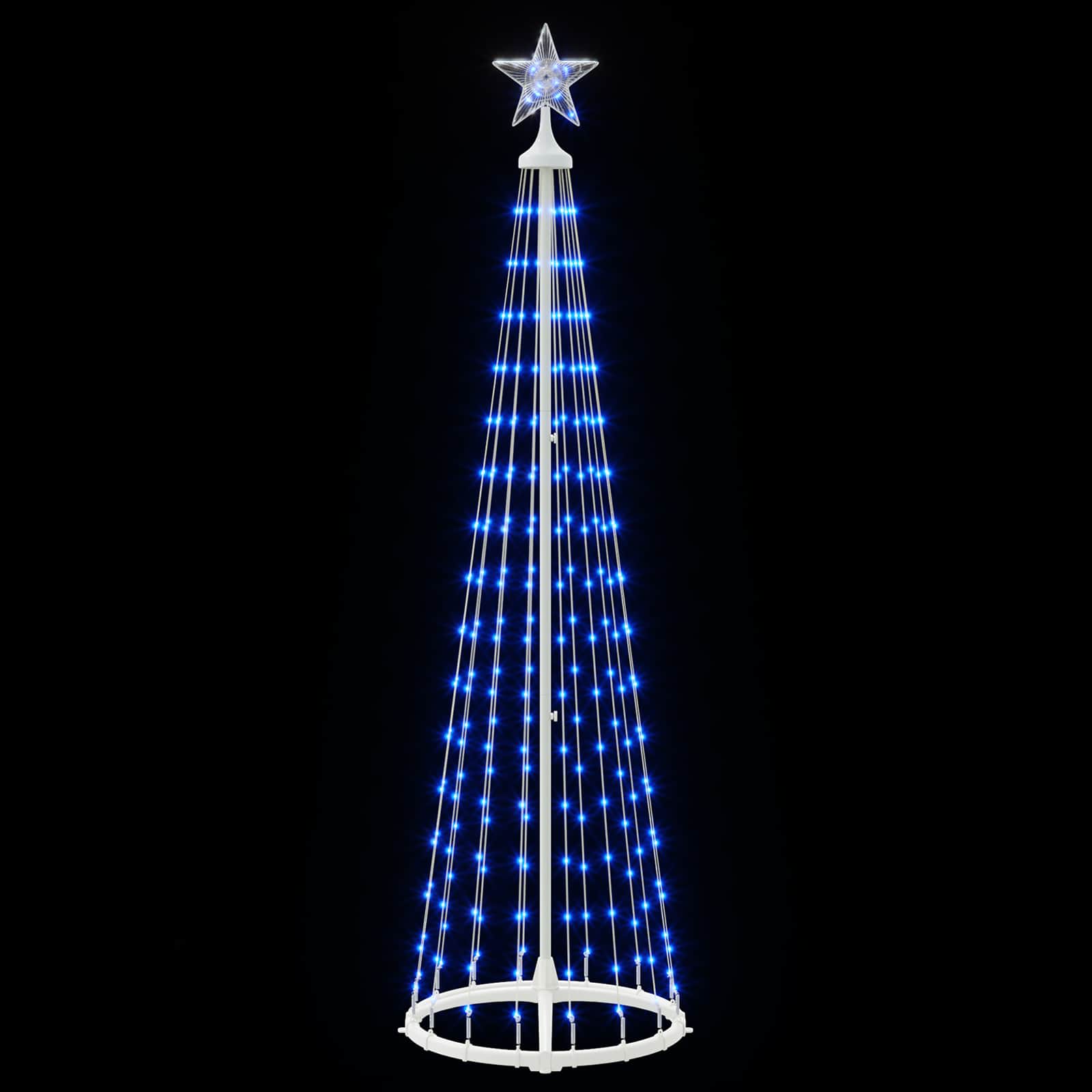 LED stožčasto božično drevesce 180 cm 250 LED Modra Jeklo Bela