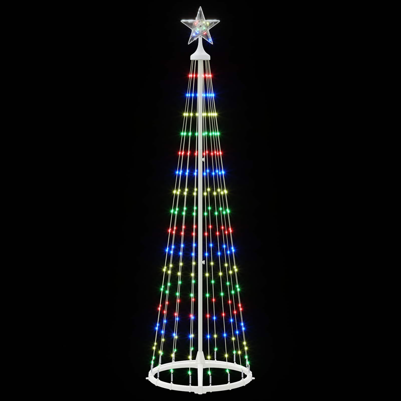 LED stožčasto božično drevesce 180 cm 250 LED Večbarvno Jeklo