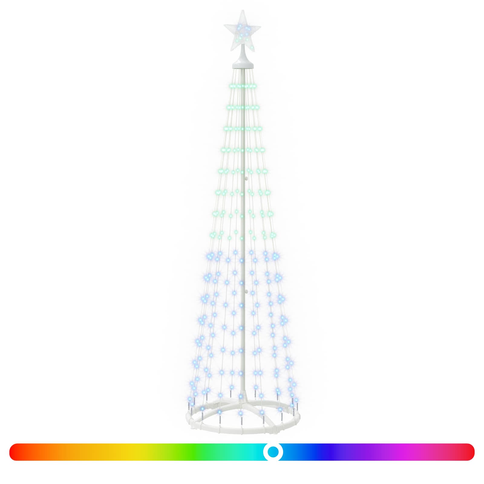 vidaXL - Led-kegelkerstboom - 180 - cm - 250 - LED's - RGB - Staal - Wit