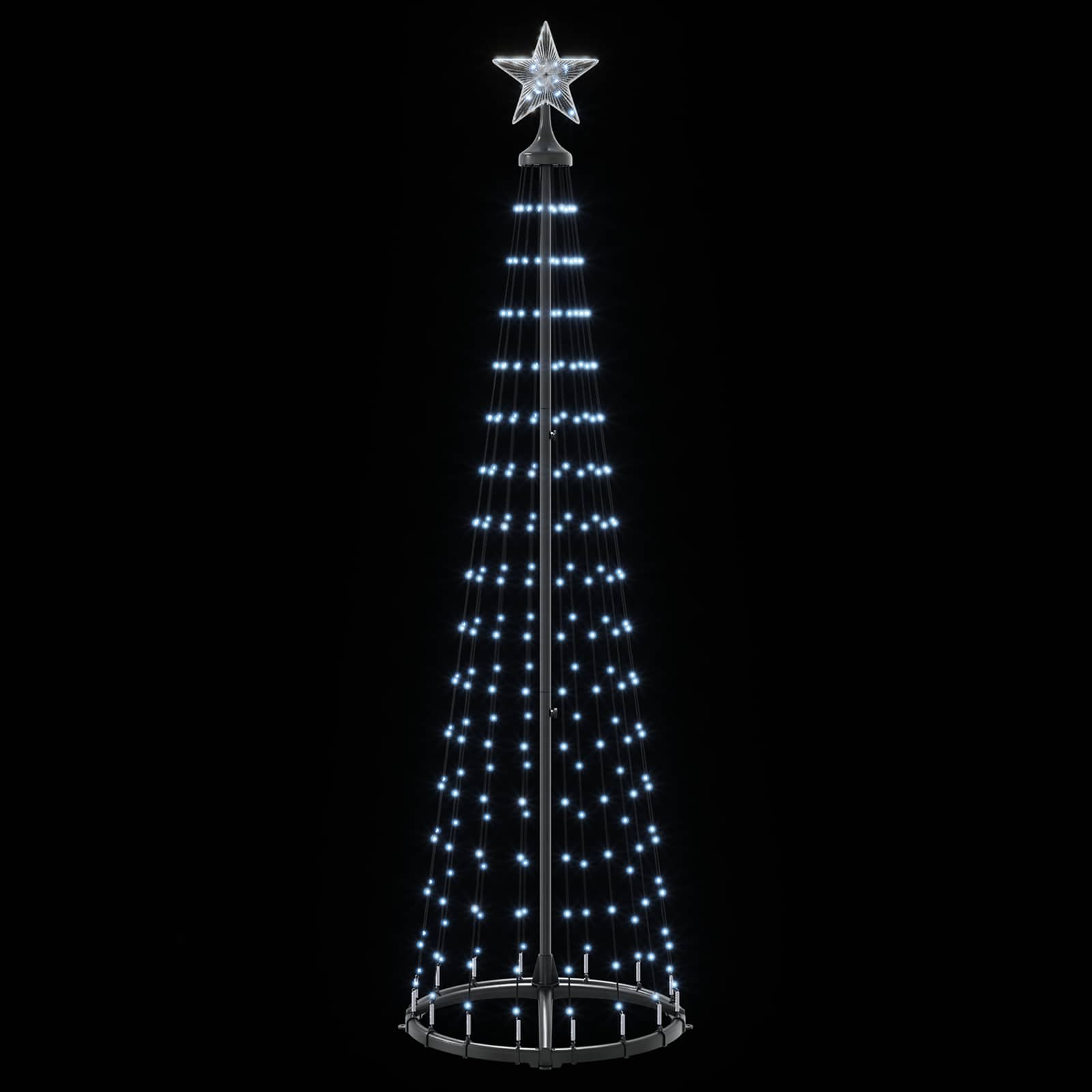 LED stožčasto božično drevesce 180 cm 250 LED Hladno bela Jeklo