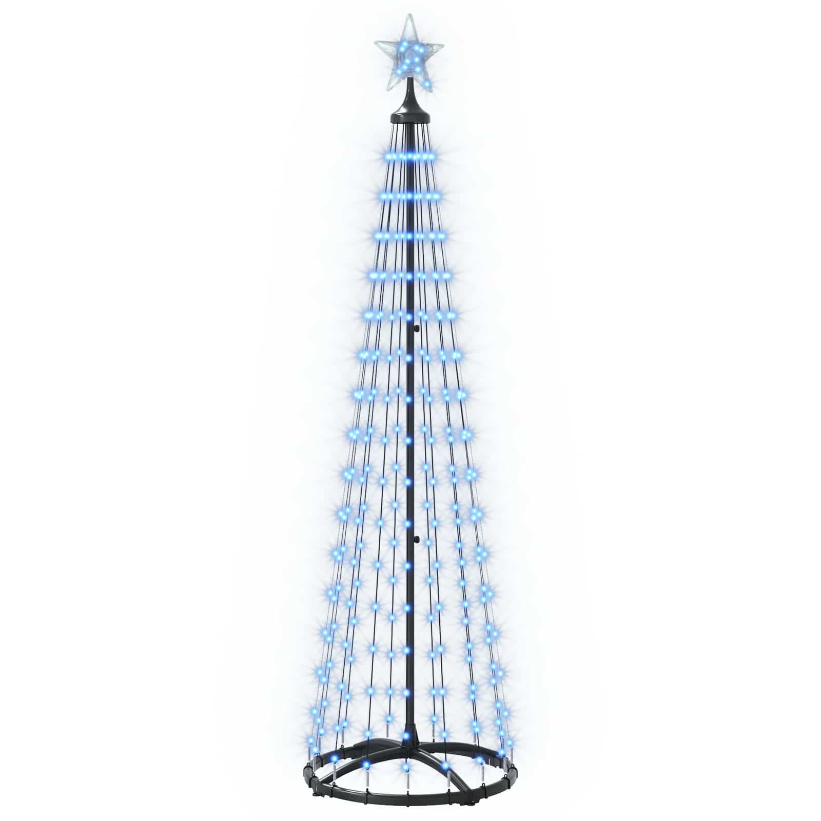 LED stožčasto božično drevesce 180 cm 250 LED Modra Jeklo Bela