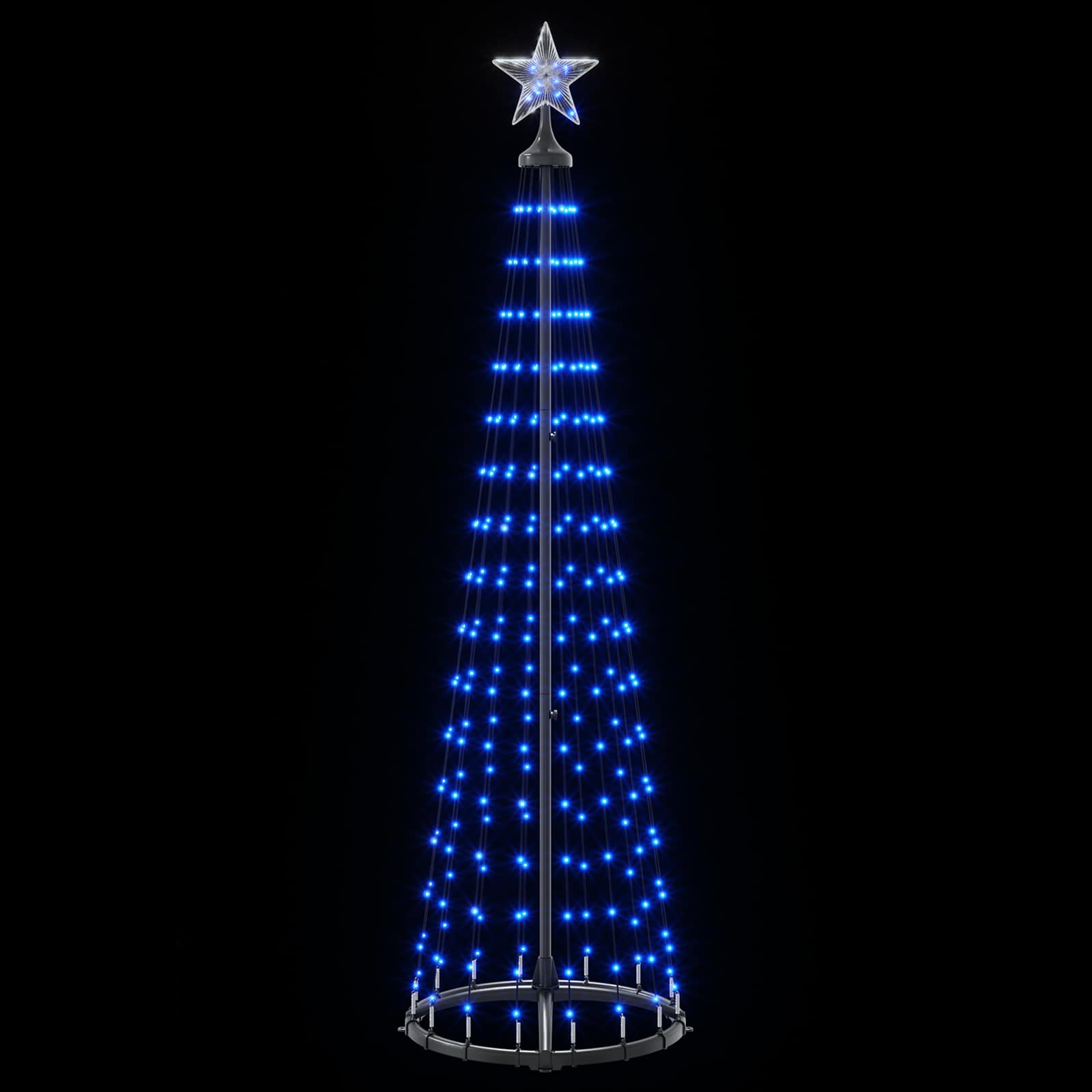 LED stožčasto božično drevesce 180 cm 250 LED Modra Jeklo Bela