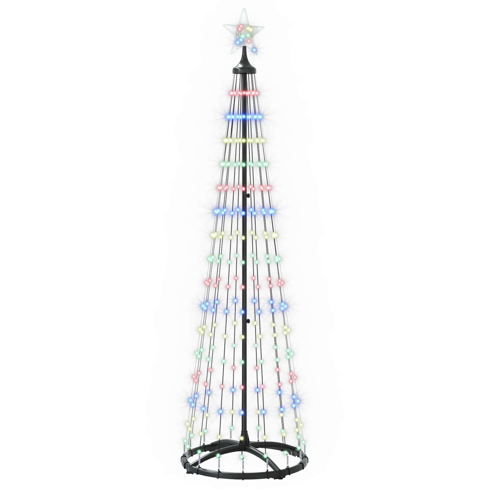 LED stožčasto božično drevesce 180 cm 250 LED Večbarvno Jeklo