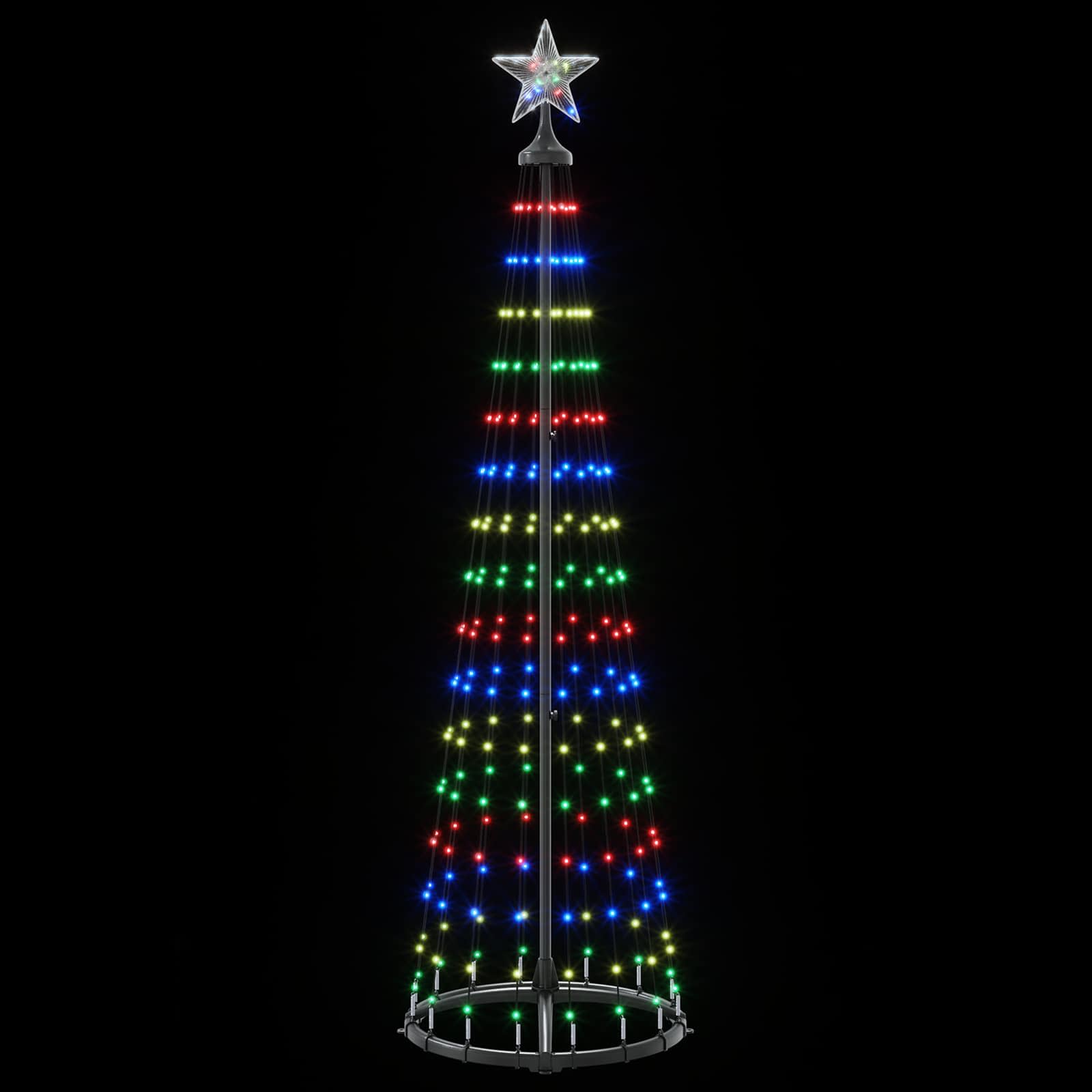 LED stožčasto božično drevesce 180 cm 250 LED Večbarvno Jeklo