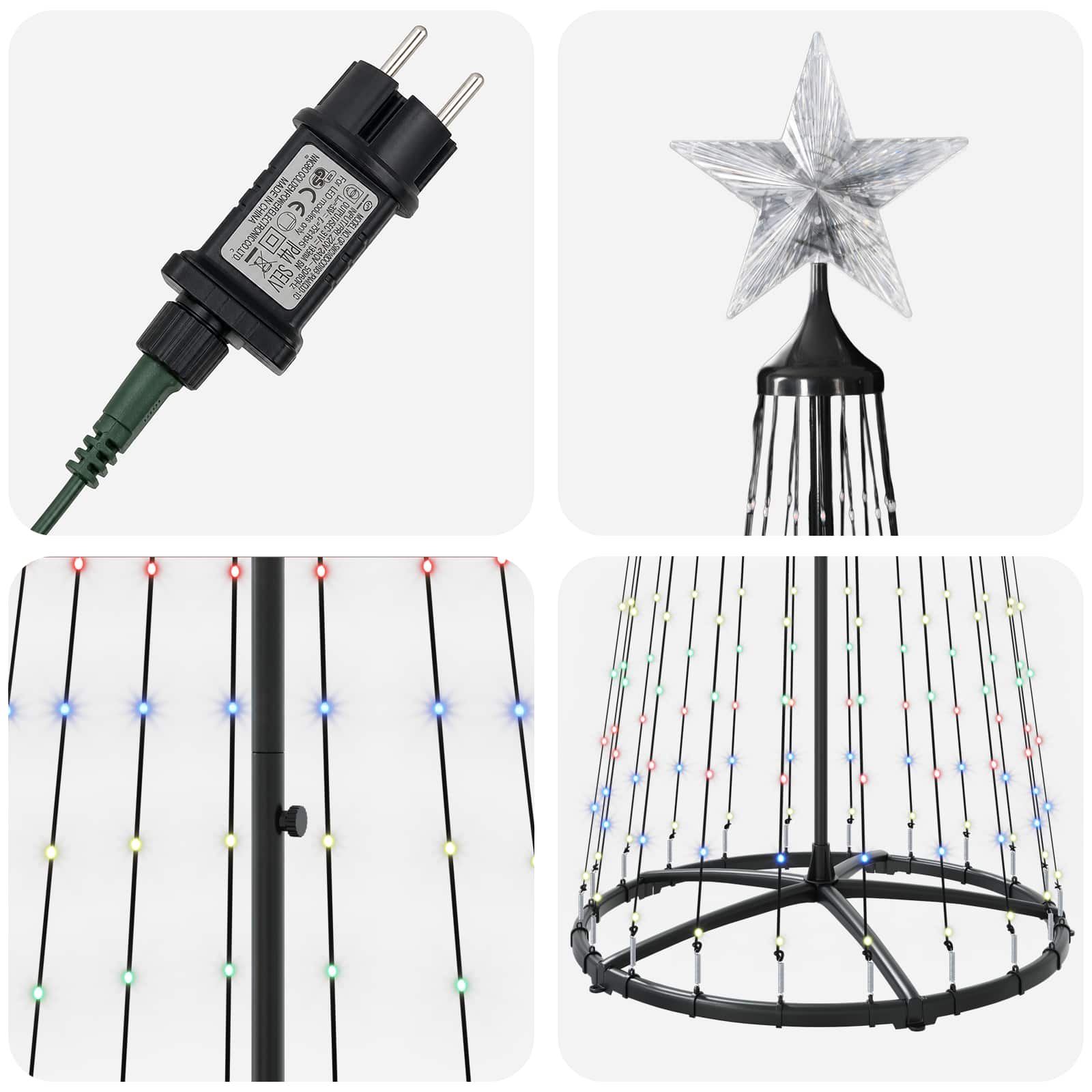 LED stožčasto božično drevesce 250 cm 470 LED Večbarvno Jeklo