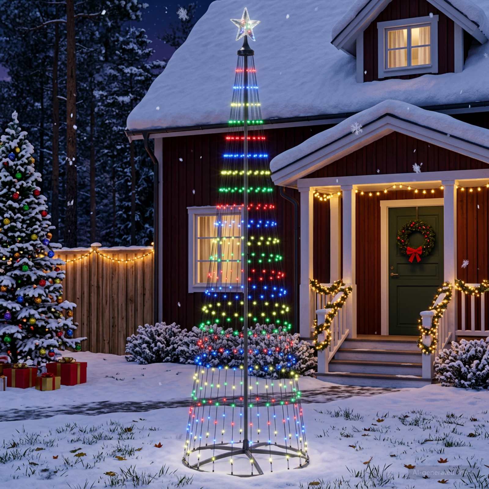 LED stožčasto božično drevesce 250 cm 470 LED Večbarvno Jeklo