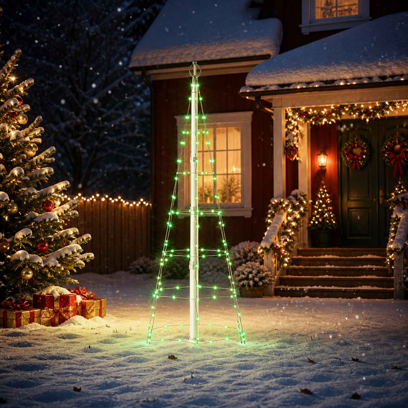 LED božično drevesce 180 cm 168 LED Večbarvno železo Črna