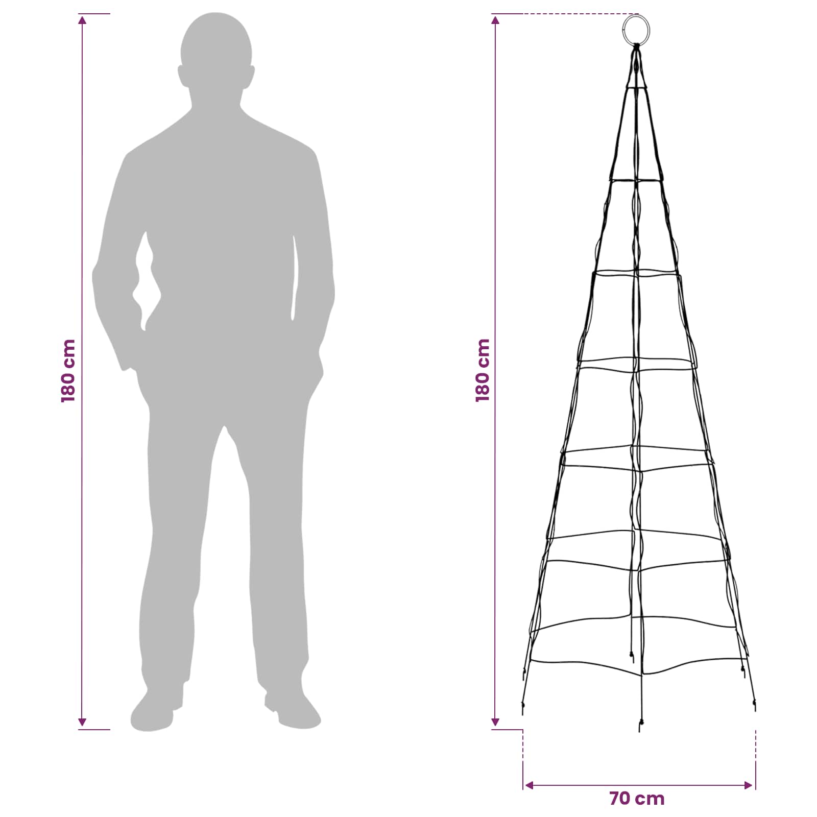 LED božično drevesce 180 cm 168 LED Večbarvno železo Črna
