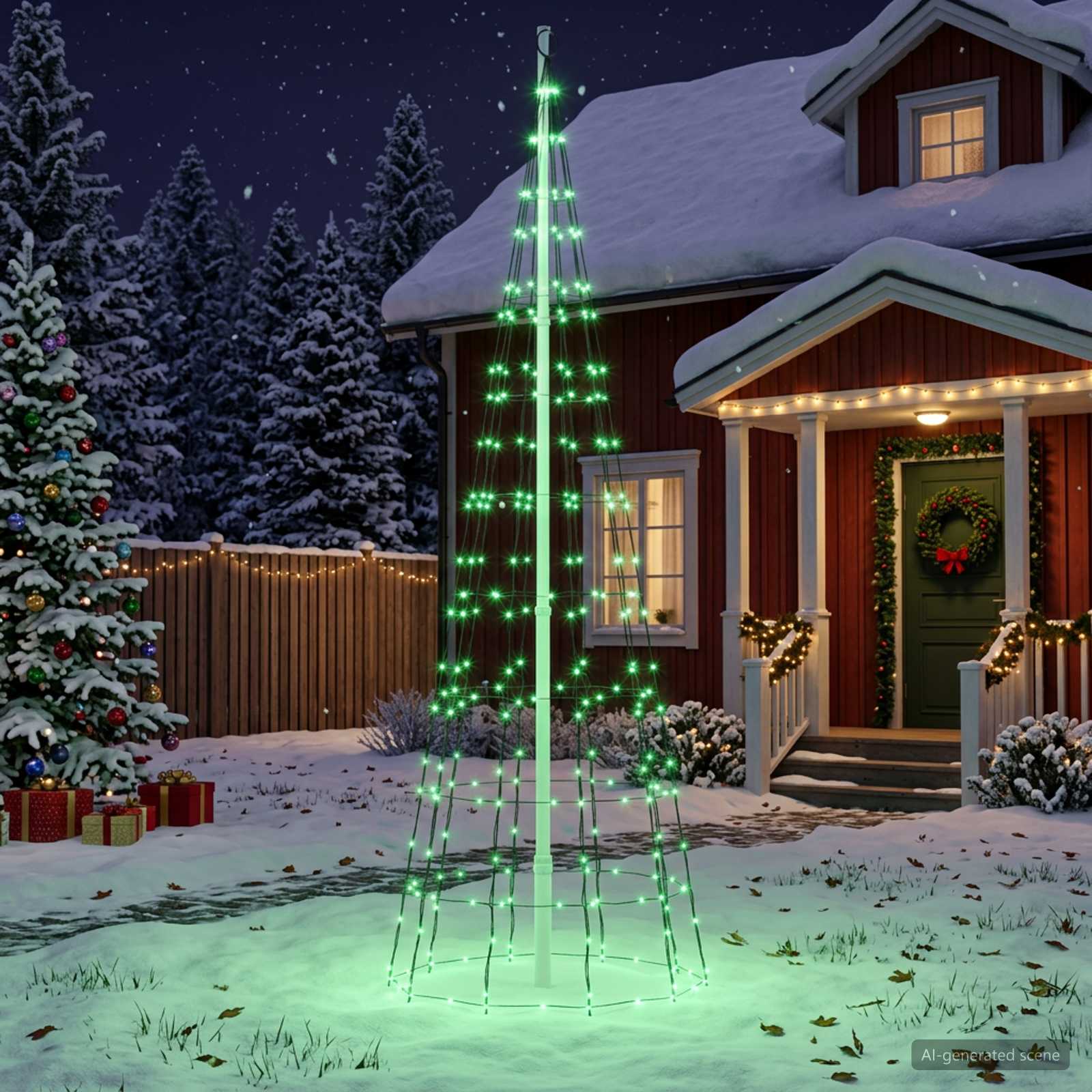 vidaXL LED juletre 300 cm 390 LED-lys Flerfarget jern Svart