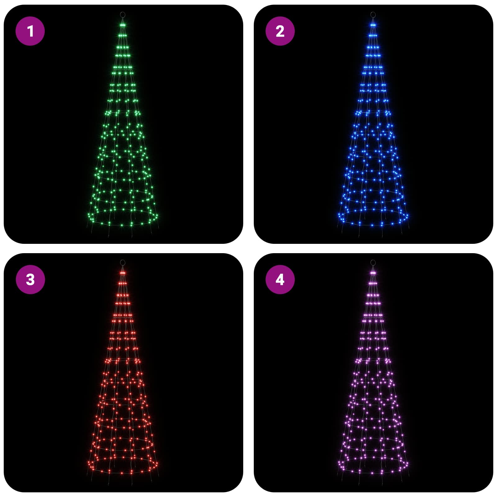 LED božično drevesce 300 cm 390 LED Večbarvno železo Črna