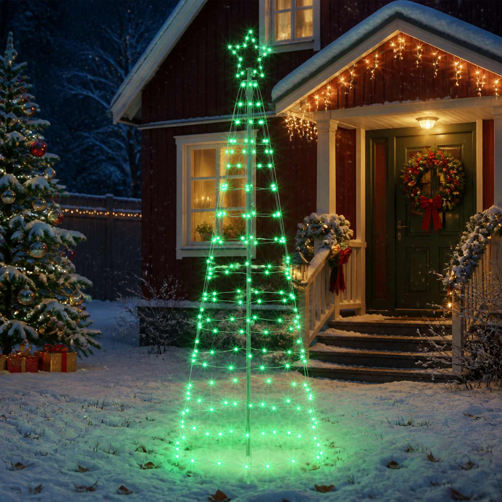 LED božično drevesce 180 cm 168 LED Večbarvno Jeklo Črna