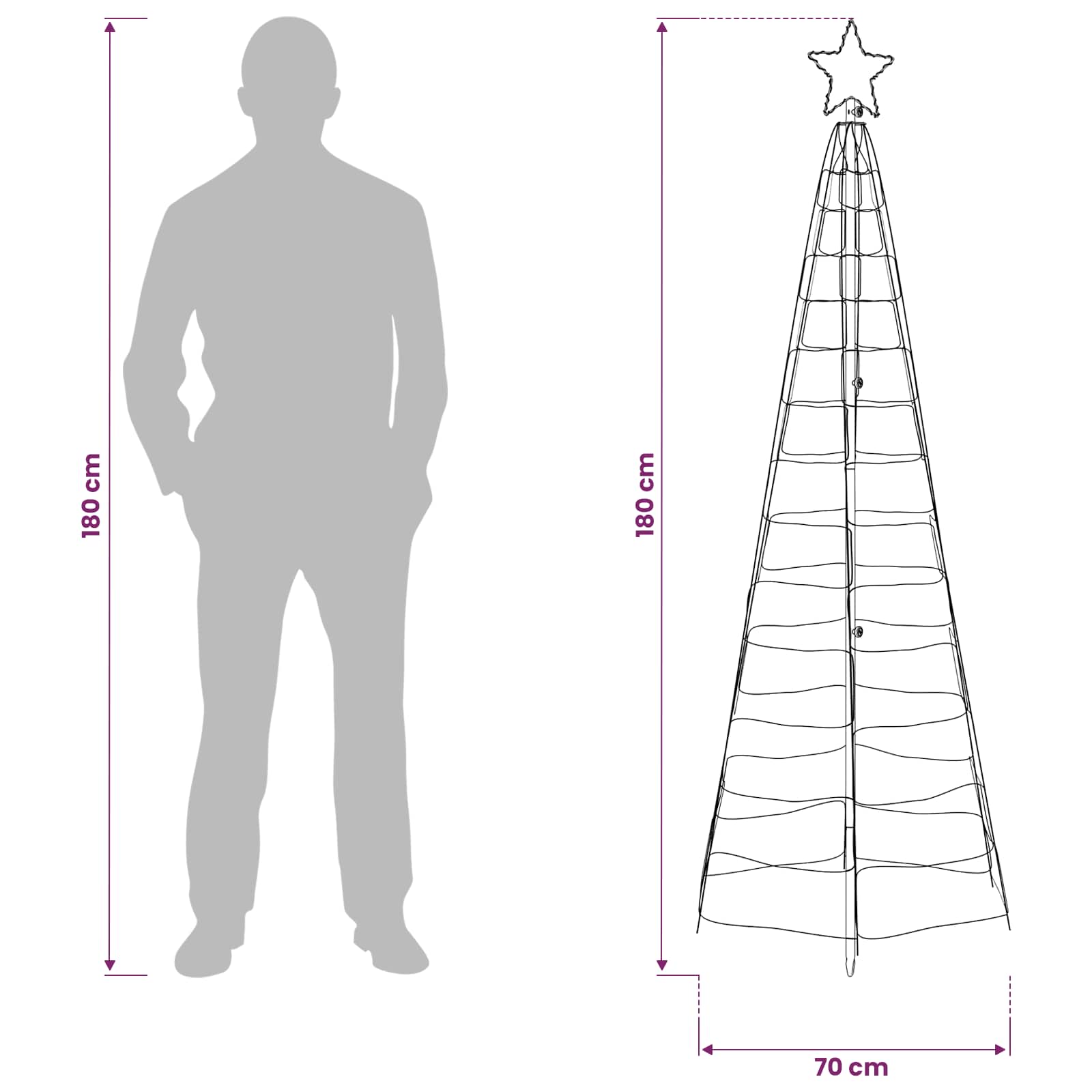 LED božično drevesce 180 cm 168 LED Večbarvno Jeklo Črna
