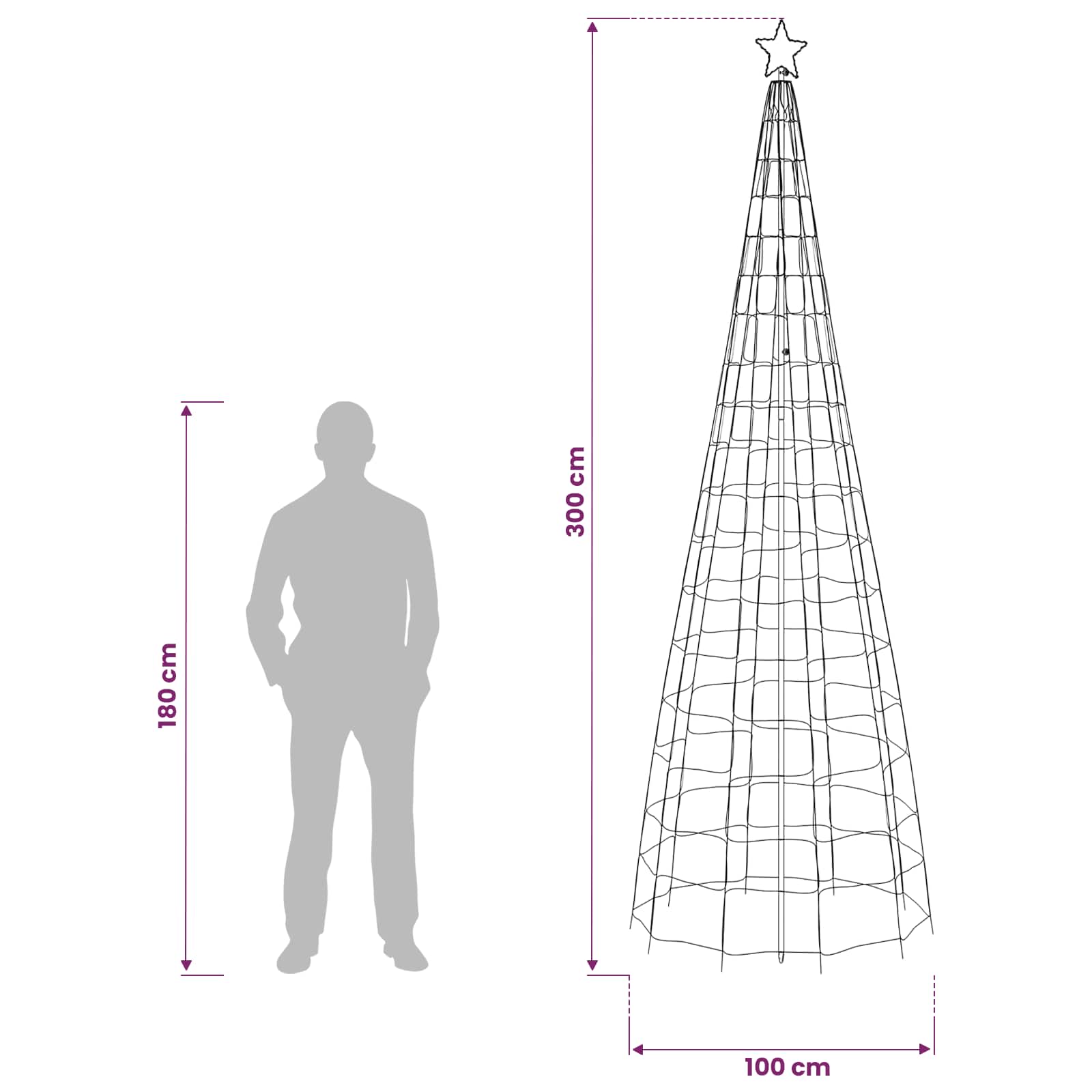 LED božično drevesce 300 cm 390 LED Večbarvno Jeklo Črna