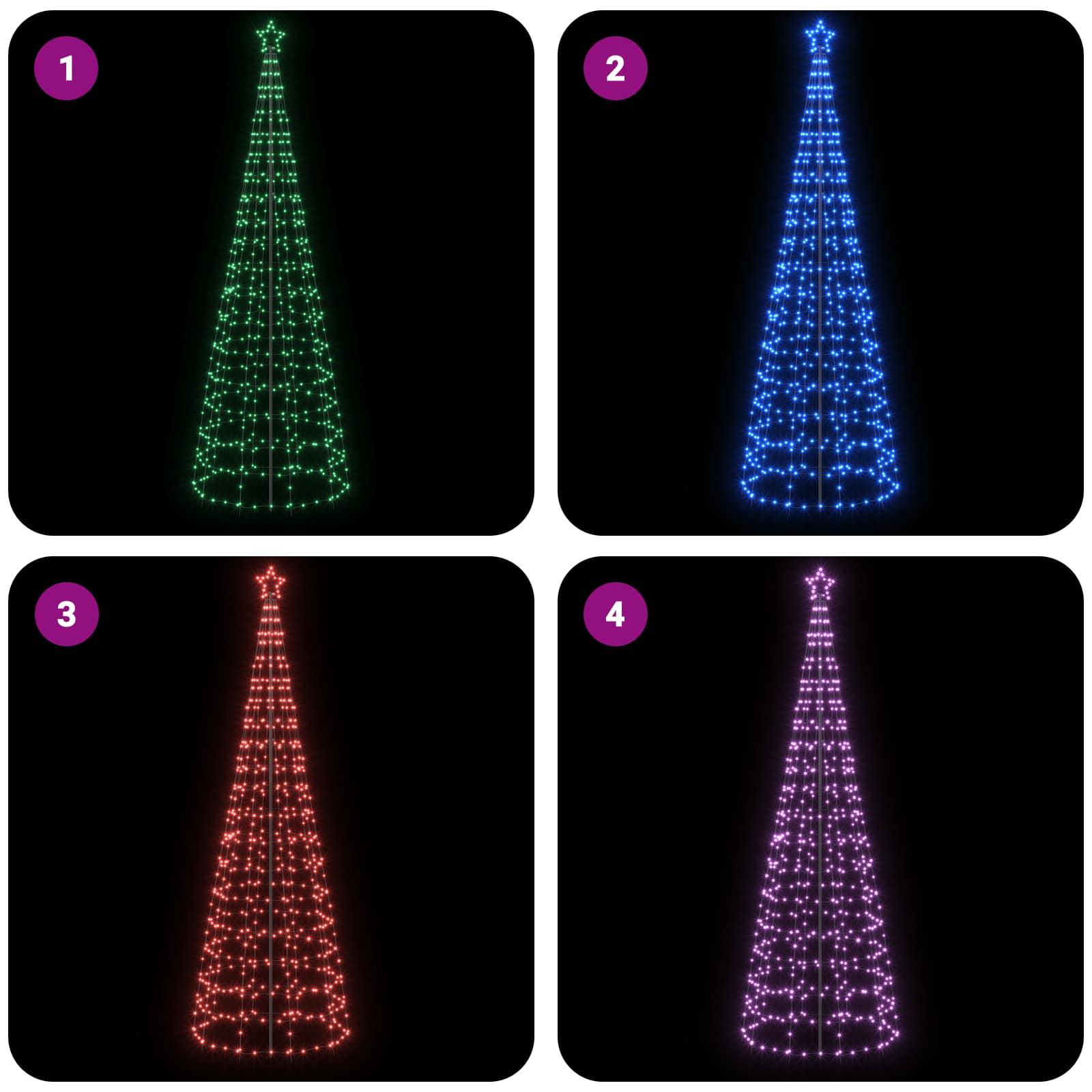LED božično drevesce 300 cm 390 LED Večbarvno Jeklo Črna