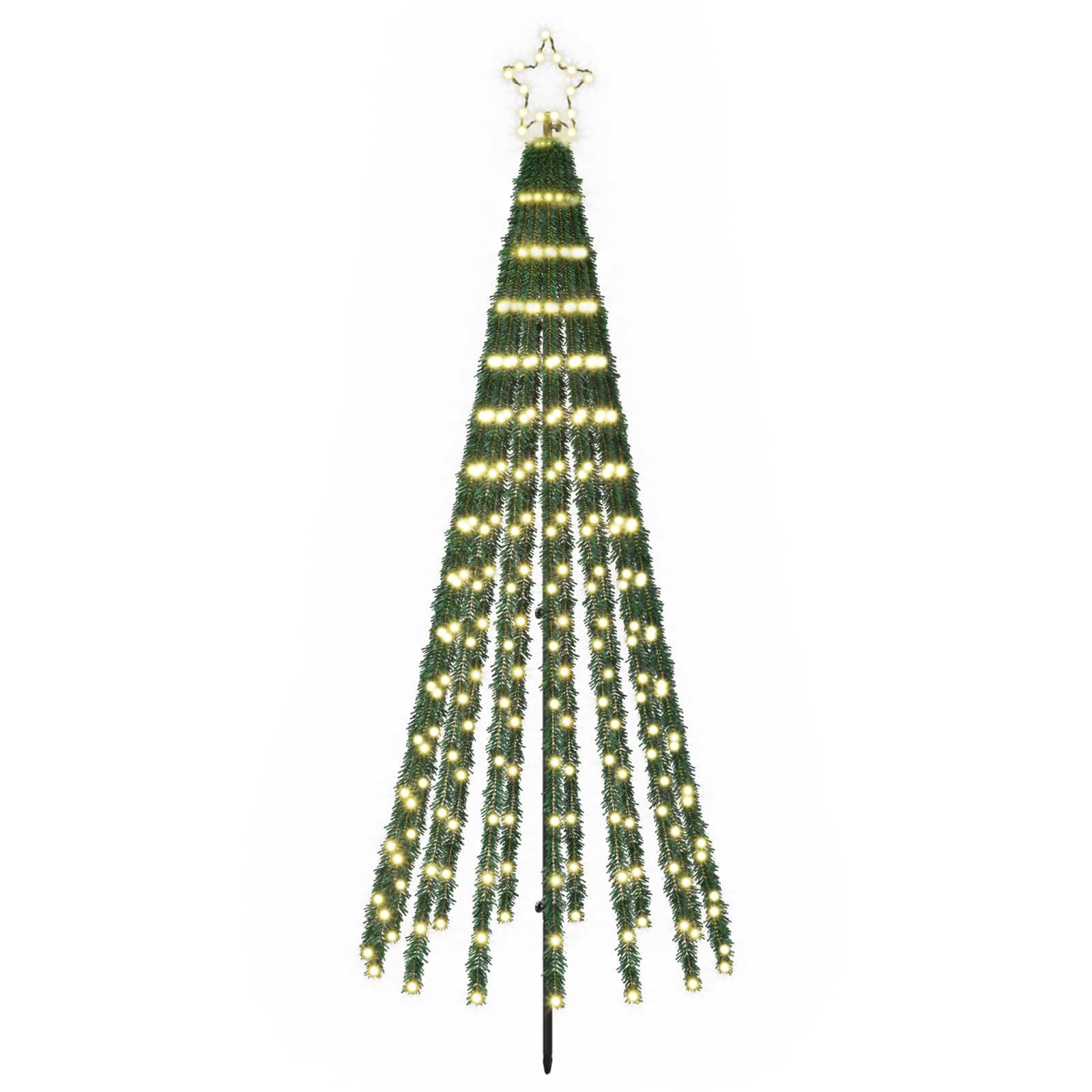 vidaXL LED vianočný stromček 180 cm 255 LED Teplá biela Oceľ Čierna