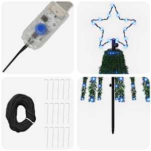 LED vánoční strom EKENAS 180 cm 255 LED Modrá Ocel Černá - obrázek 4