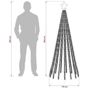 LED vánoční strom EKENAS 180 cm 255 LED Modrá Ocel Černá - obrázek 5