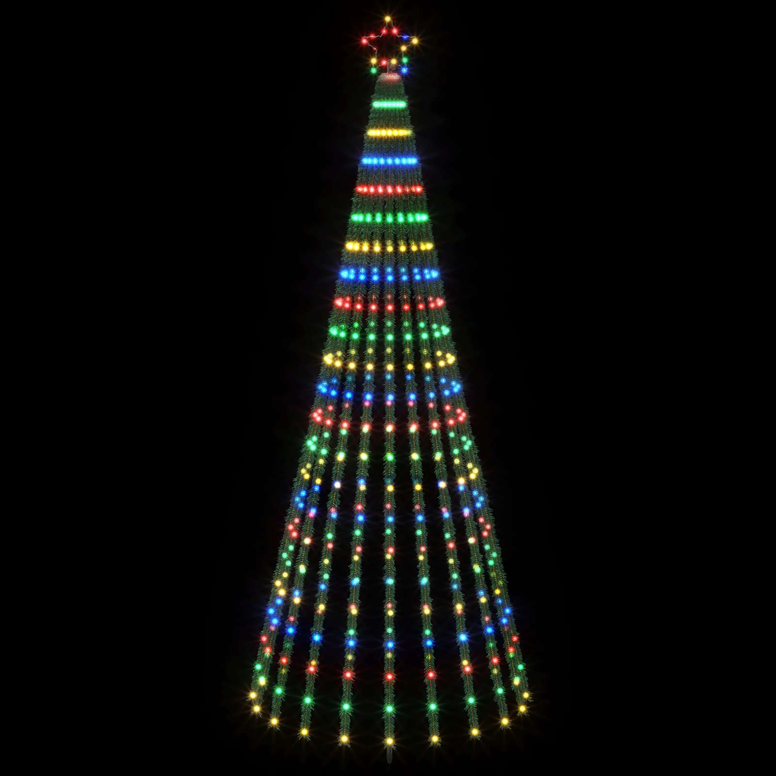 LED božično drevesce 250 cm 475 LED Večbarvno Jeklo Črna