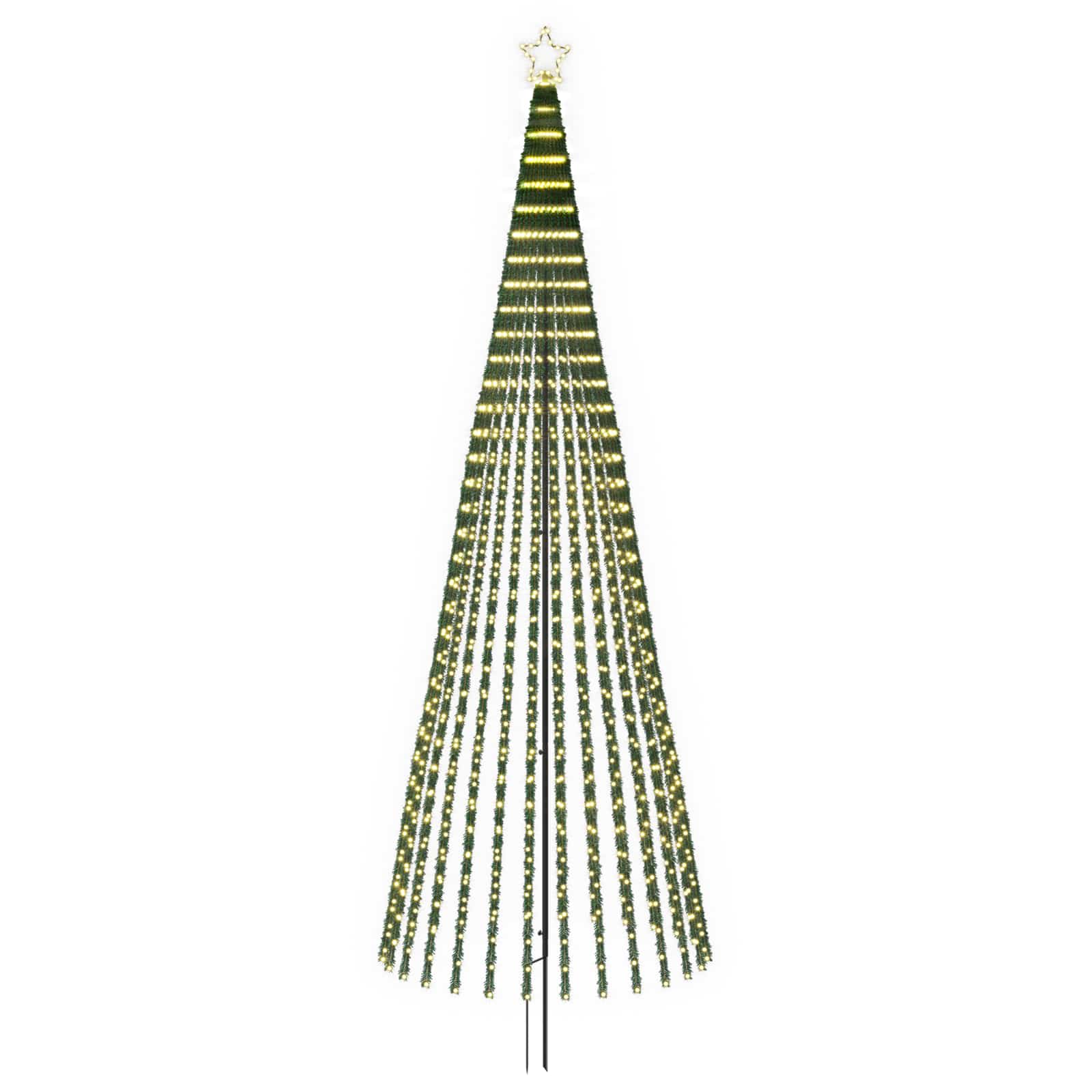 vidaXL LED vianočný stromček 400 cm 1028 LED Teplá biela Oceľ Čierna