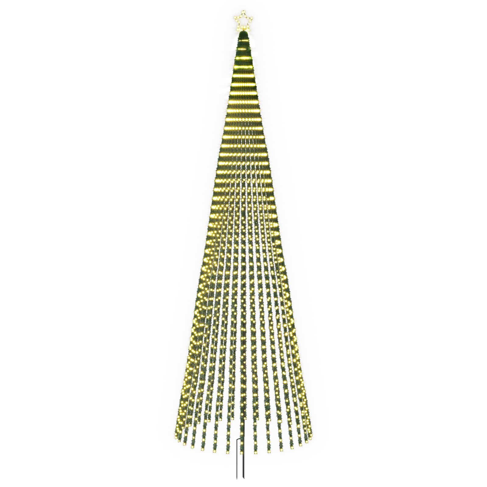 vidaXL LED vianočný stromček 500 cm 1524 LED Teplá biela Oceľ Čierna