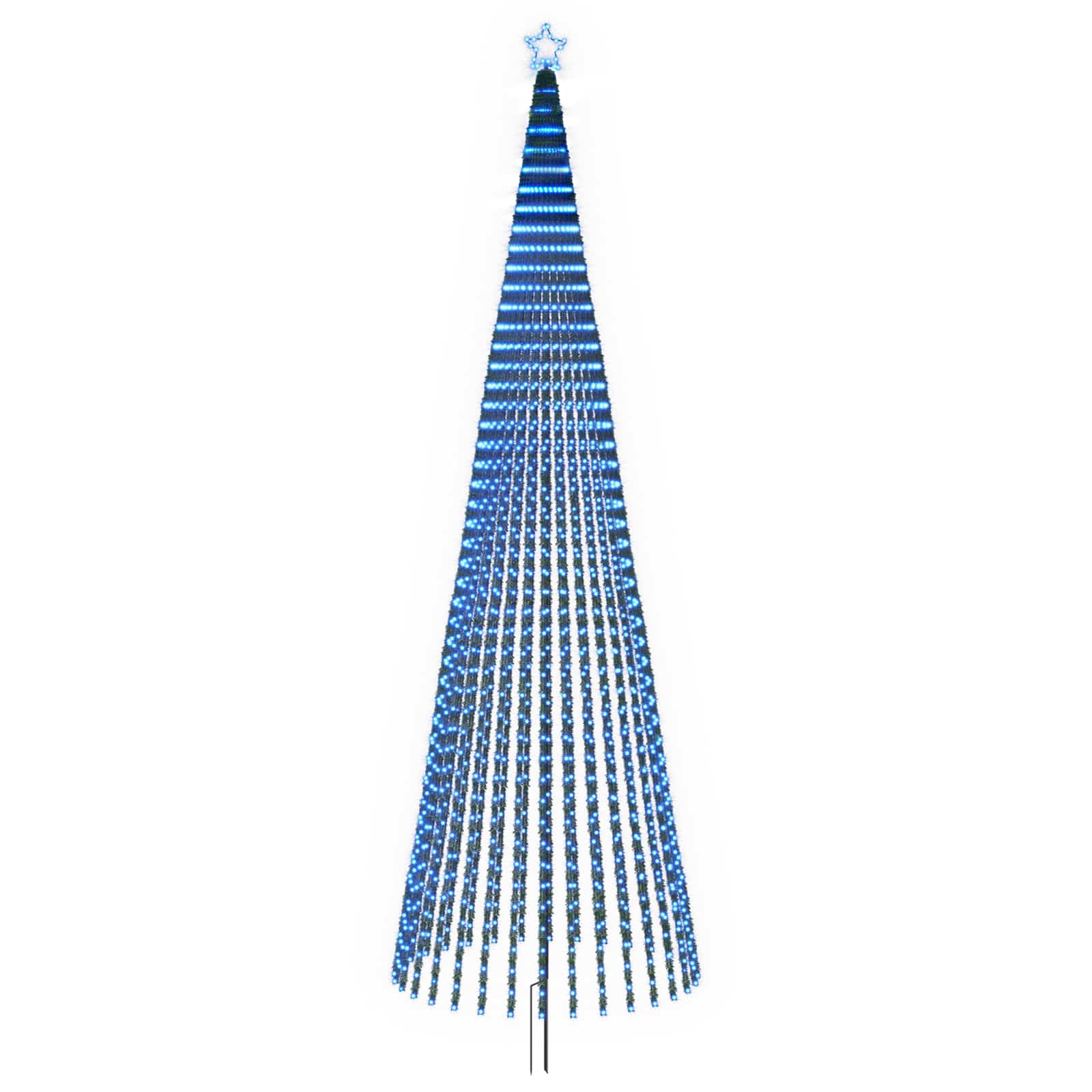 vidaXL LED vianočný stromček 500 cm 1524 LED Modrá Oceľ Čierna