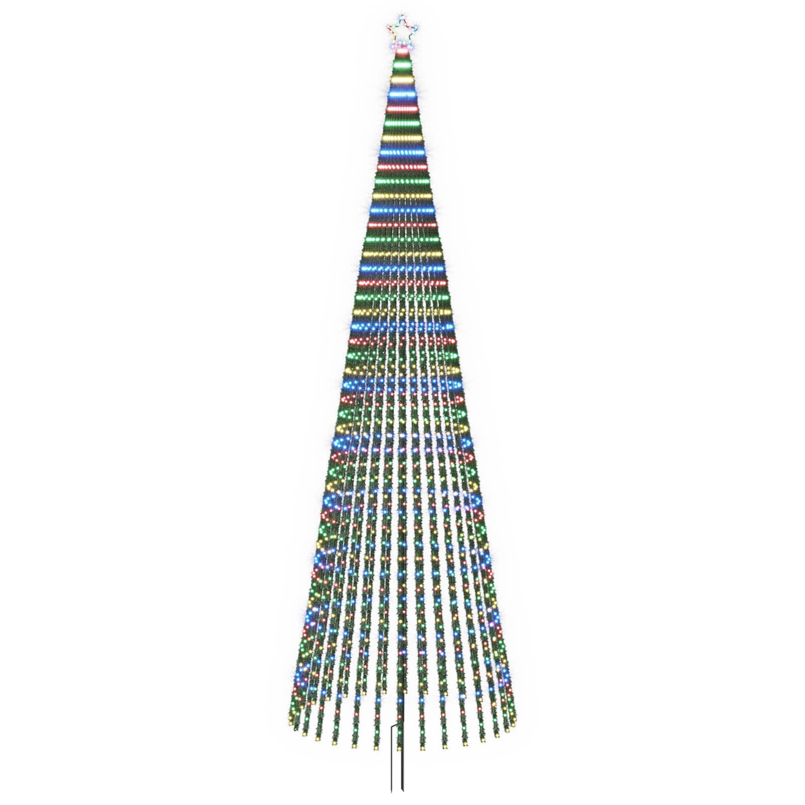 vidaXL LED vianočný stromček 500 cm 1524 LED Viac farieb Oceľ Čierna