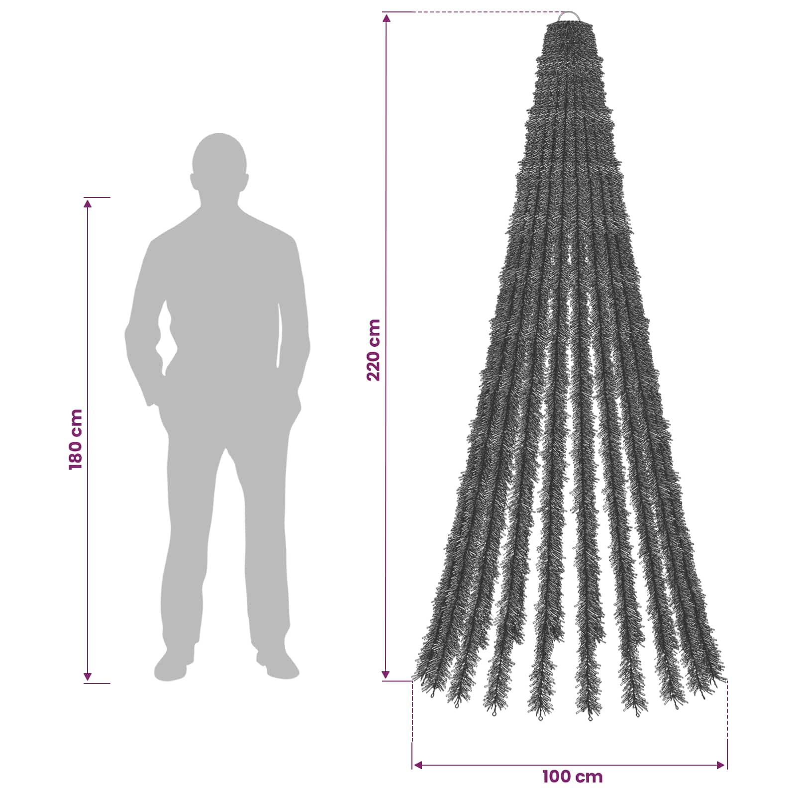 LED Christmas Tree 460 LEDs Warm size guide