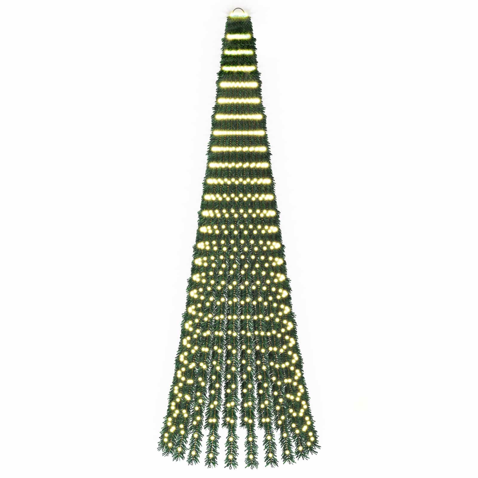 vidaXL LED vianočný stromček 270 cm 648 LED Teplá biela Oceľ Zelená