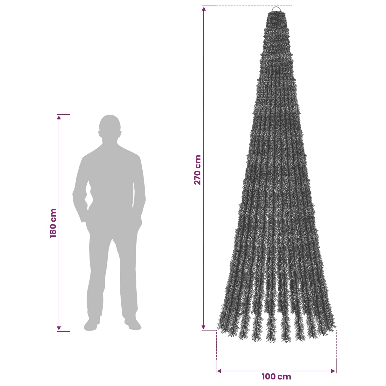 LED Christmas Tree 648 LEDs size guide