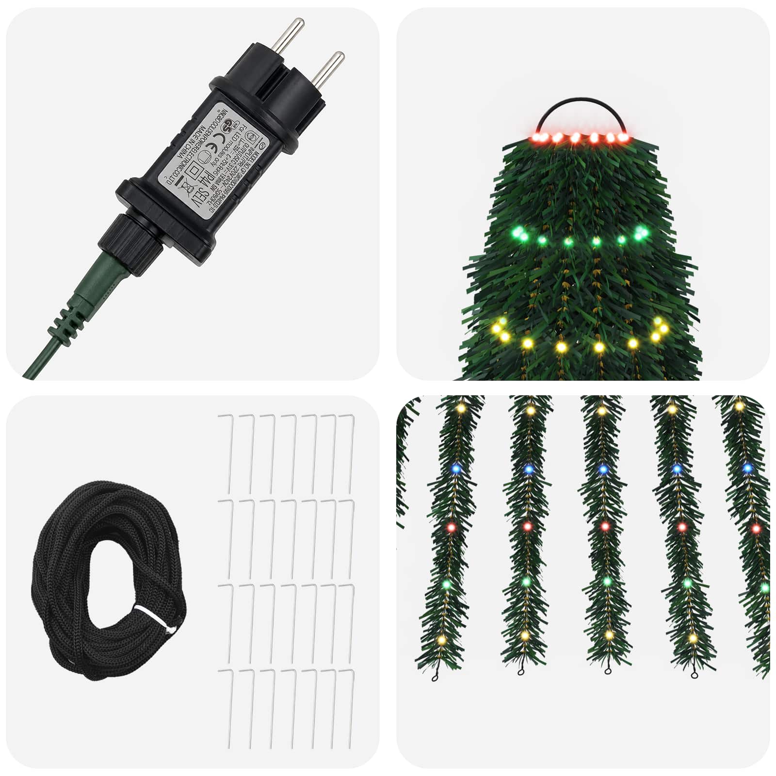 LED božično drevesce 370 cm 1008 LED Večbarvno Jeklo Zelena