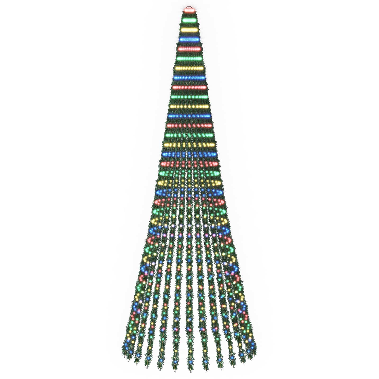 vidaXL LED vianočný stromček 370 cm 1008 LED Viac farieb Oceľ Zelená