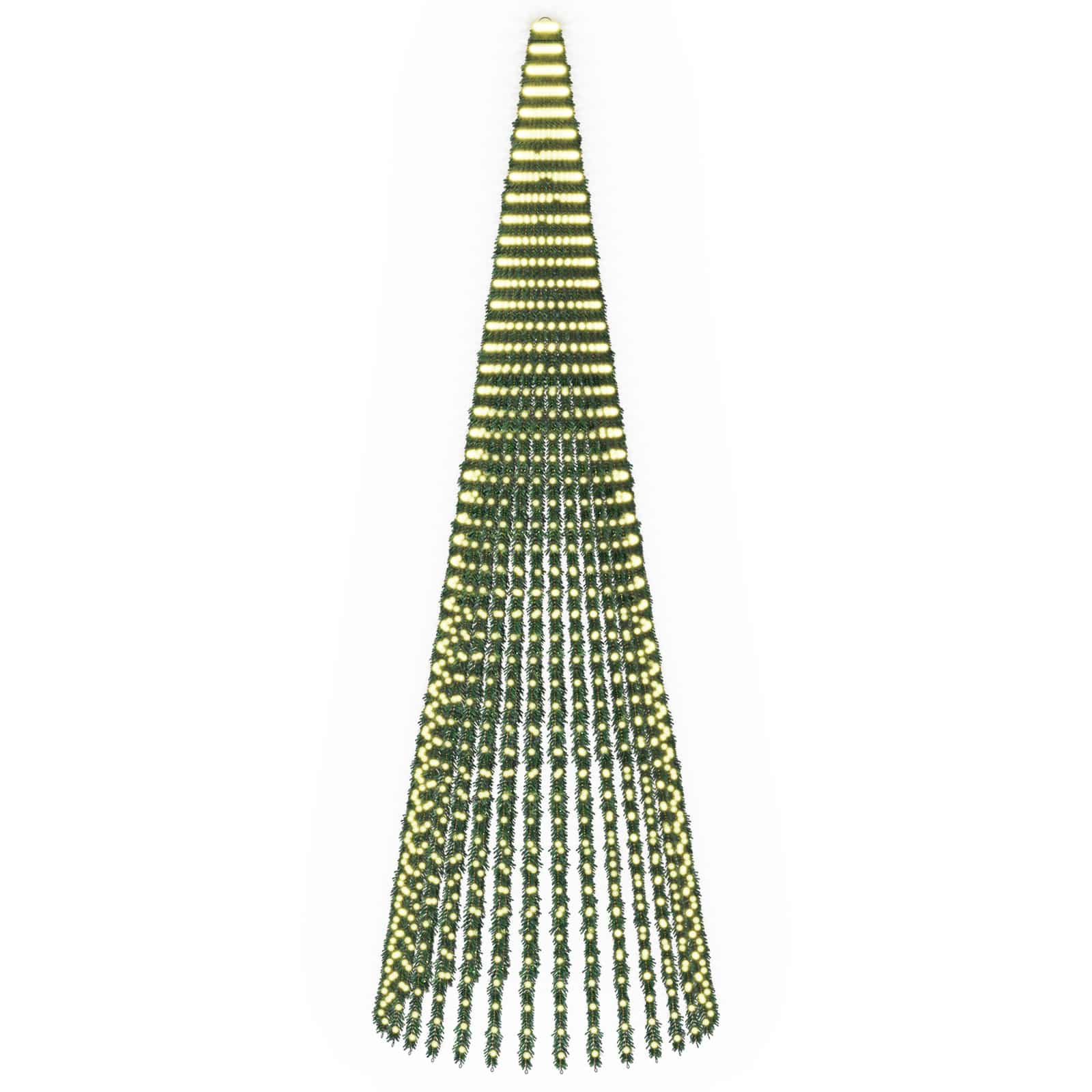 vidaXL LED vianočný stromček 470 cm 1504 LED Teplá biela Oceľ Zelená