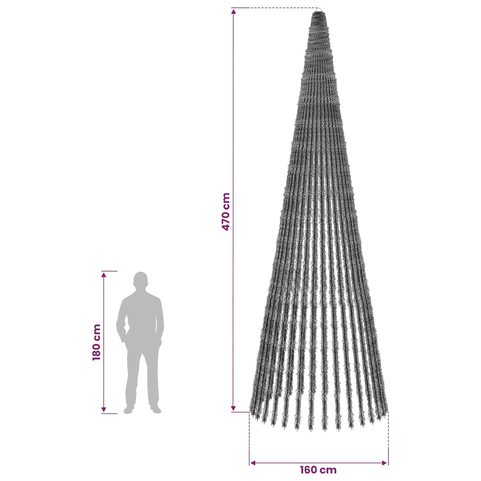 LED Christmas Tree 1504 LEDs Cold size guide