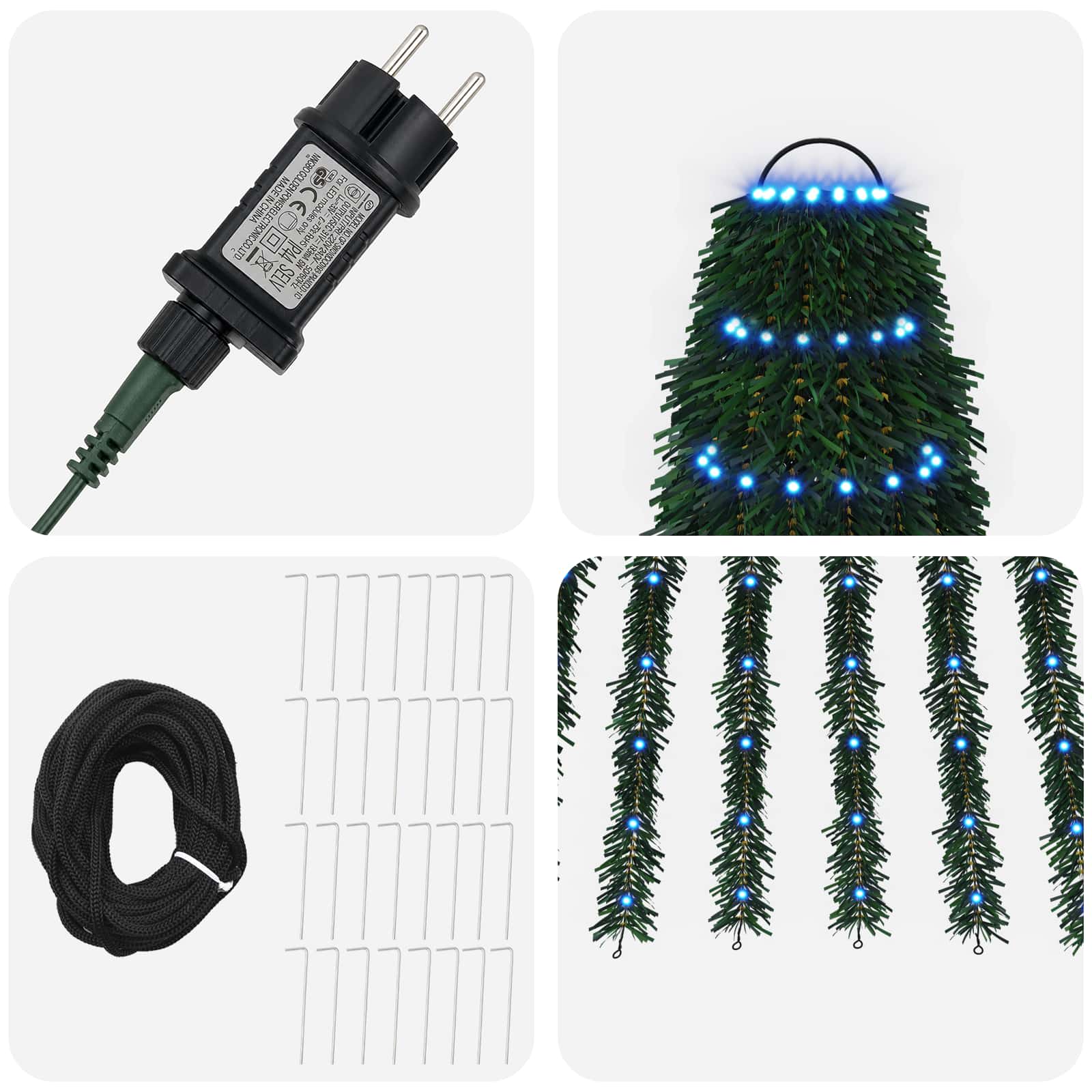 LED božično drevesce 470 cm 1504 LED Modra Jeklo Zelena