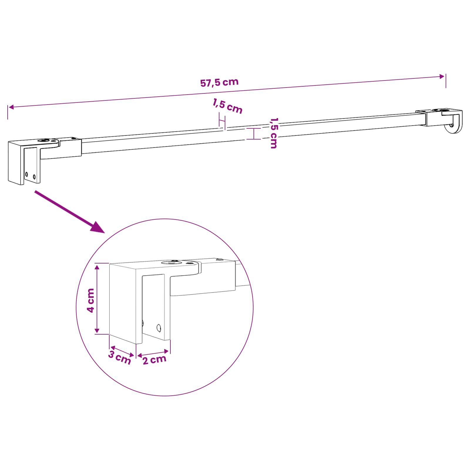 Stabilizacijska palica za tuš kabino 57,5 cm za 68/ mm steklo
