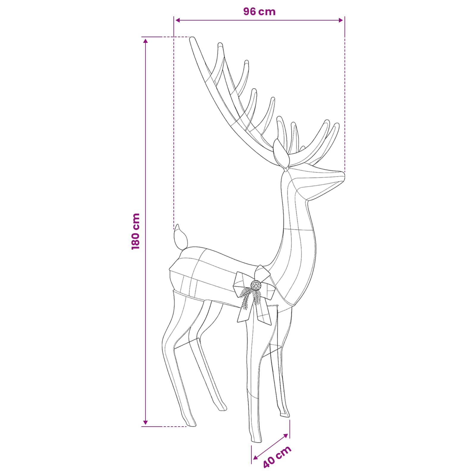 3D Christmas Reindeer LOVIISA 250 LEDs Warm size guide